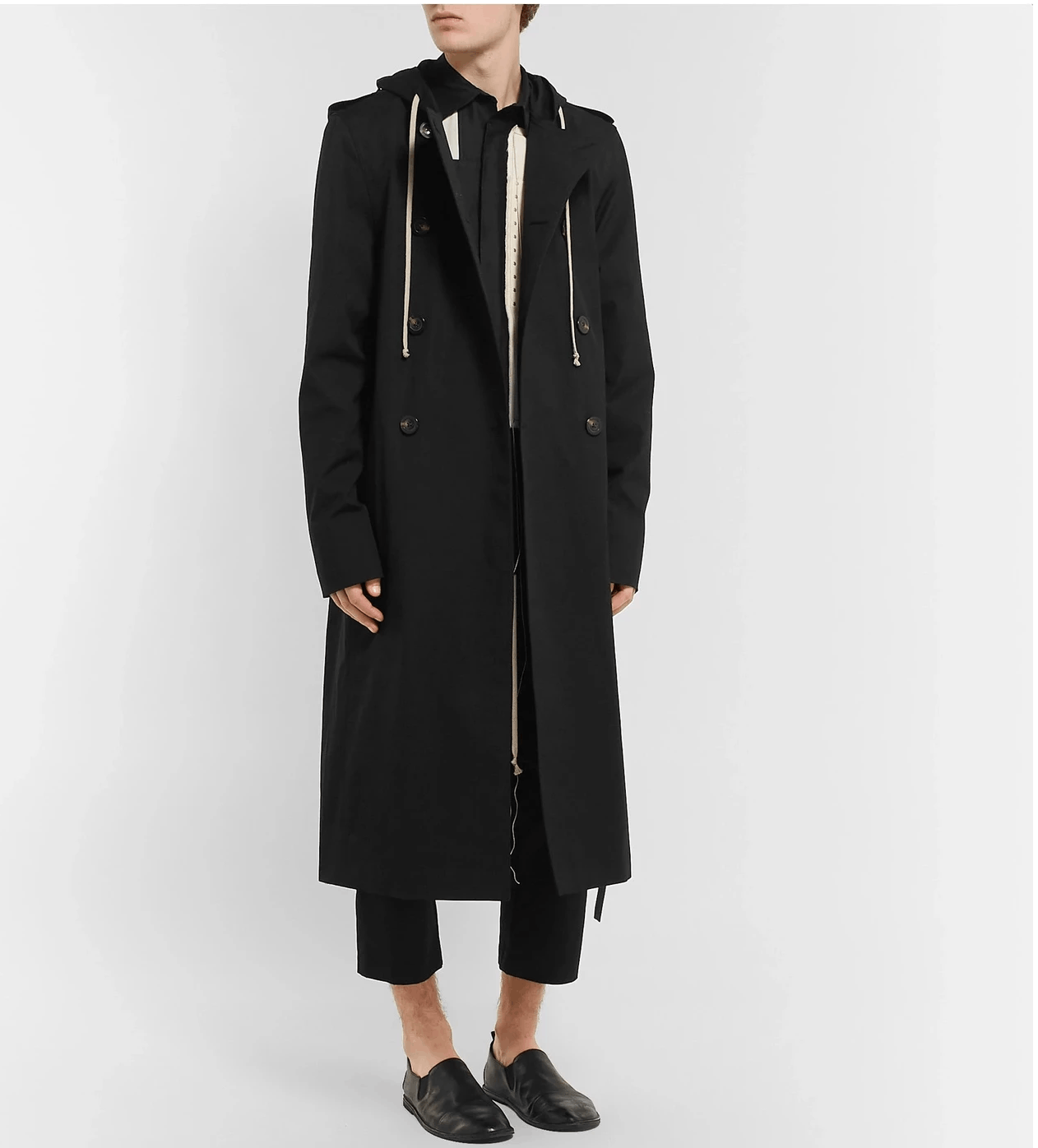 Rick Owens Trench Coat - Oversized Pearl Cotton Canvas