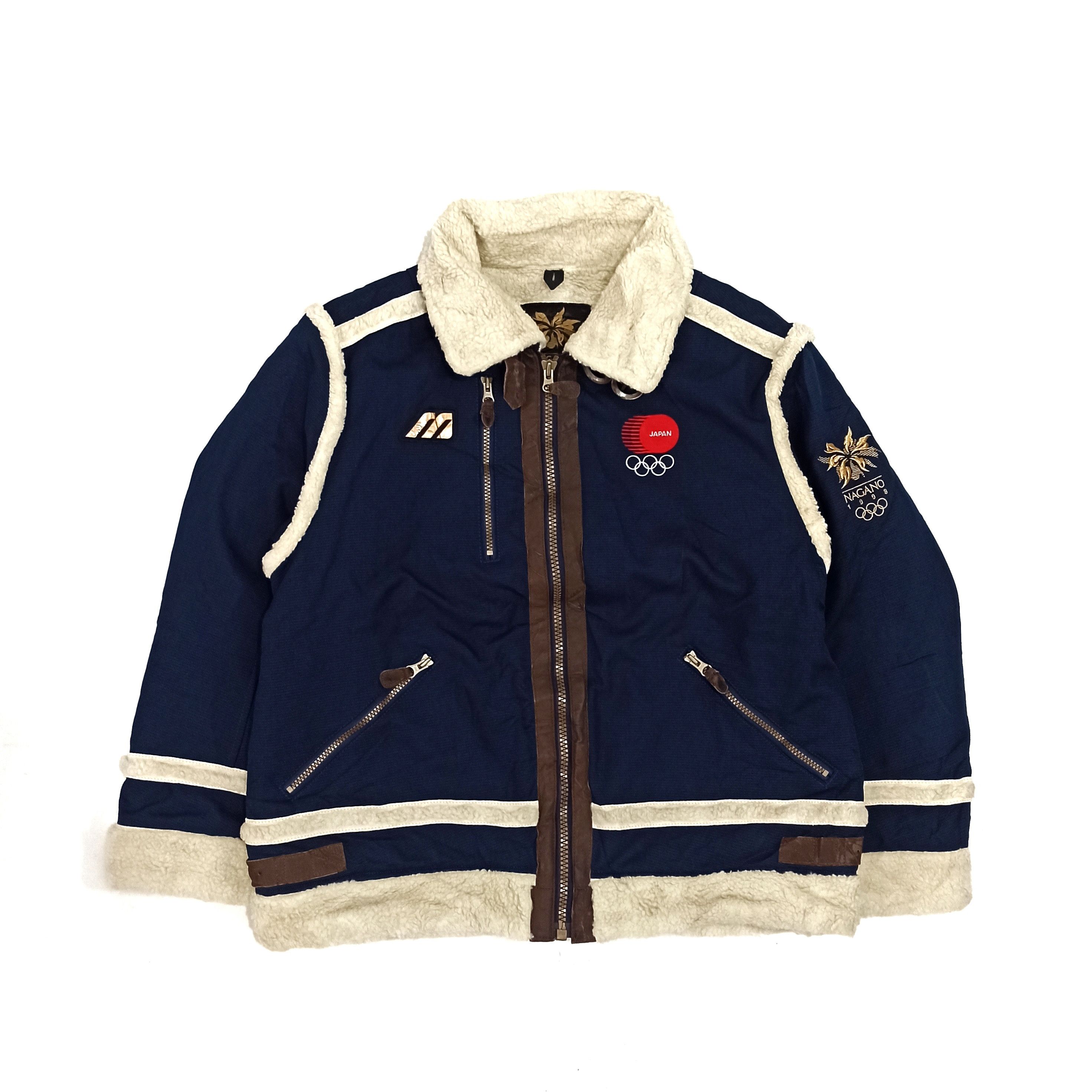 image of Mizuno 1998 Nagano Winter Olympic Japan Team Jacket in Navy, Men's (Size Small)
