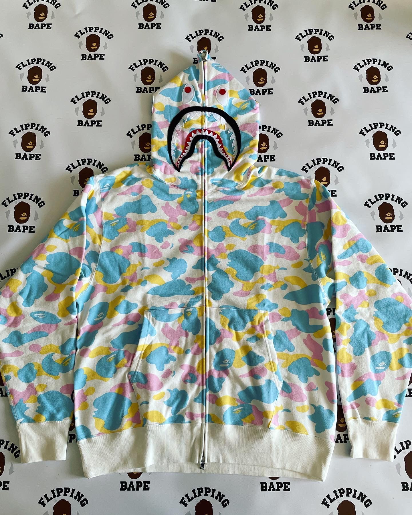 Bape NEW MULTI CAMO SHARK RELAXED FIT FULL ZIP HOODIE | Grailed