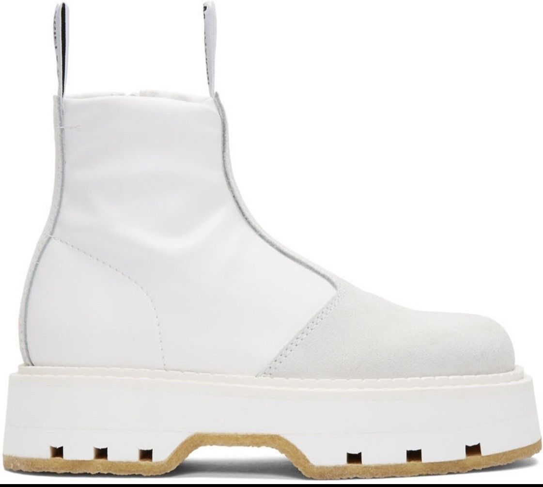 Maison Margiela MM6 White Leather Textured Boots/ NWT/ *rare