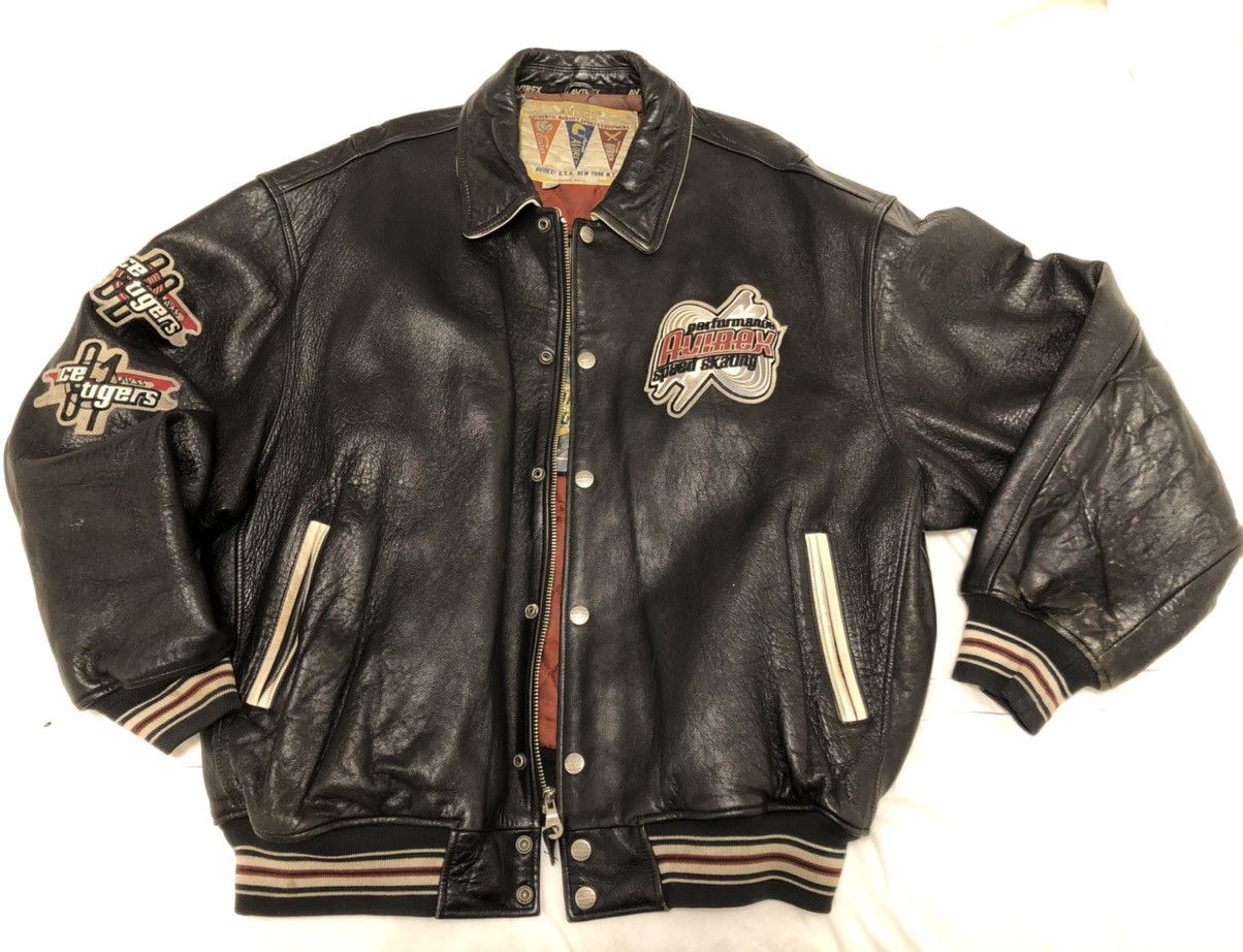 Avirex AVIREX “ICE TIGERS” VINTAGE LEATHER VARSITY JACKET