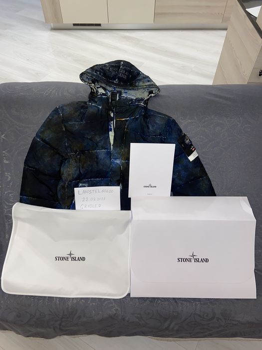 Supreme Supreme Stone Island Painted Camo Crinkle Down Jacket