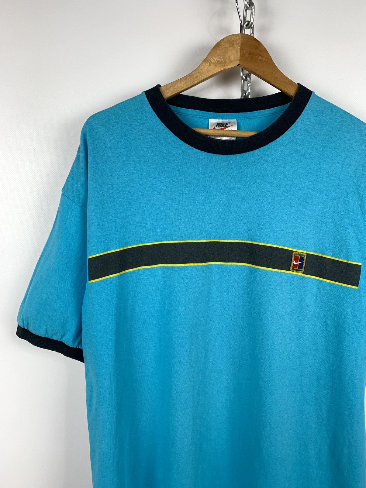 Nike 90s Vintage Nike Tennis Court Andre Agassi Blue T-Shirt Size US XL / EU 56 / 4 - 4 Thumbnail