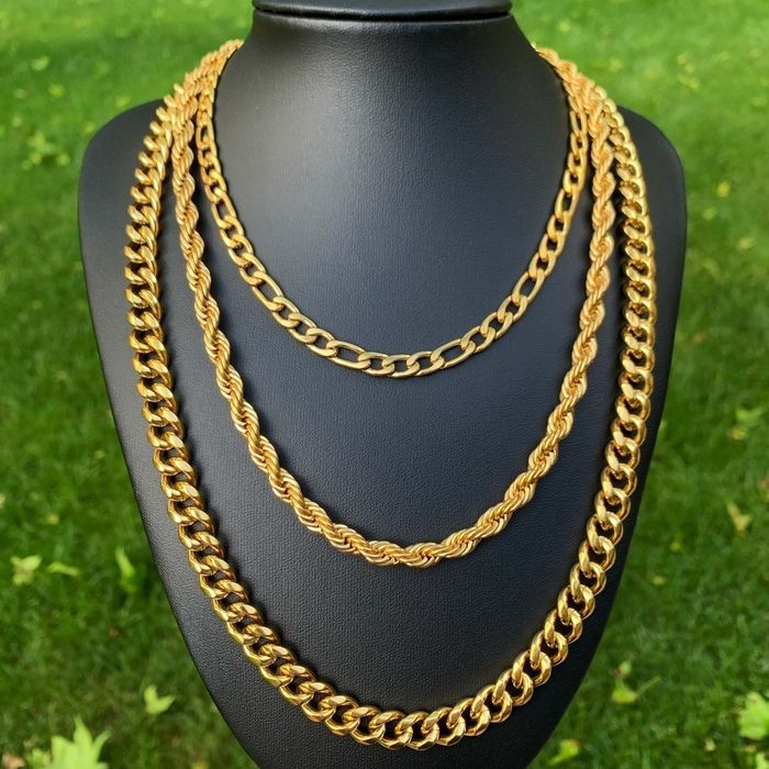 Streetwear Rope/Cuban/Figaro Chain 3 piece SET Gold Grailed