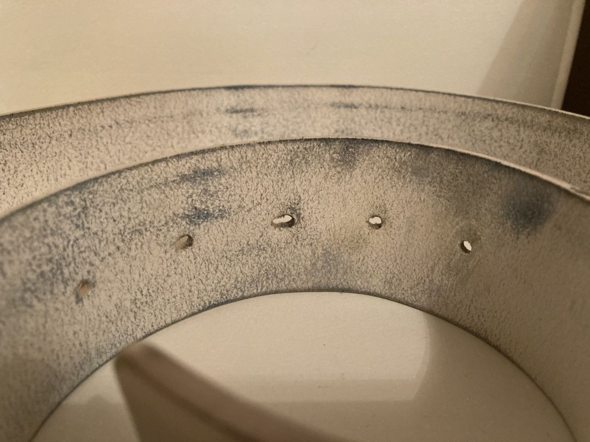 Salvatore Ferragamo Salvatore Ferragamo Mens Double-Gancini White Leather Belt Size 40 - 4 Thumbnail