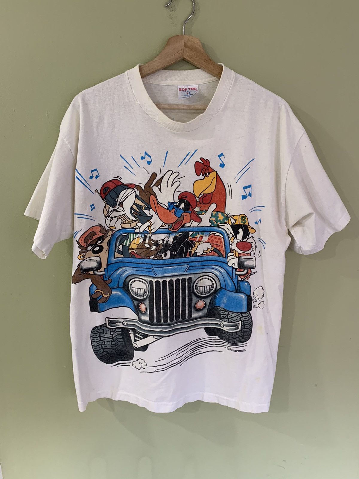 Vintage Vintage Looney Tunes Car Ride tee shirt all over print big 