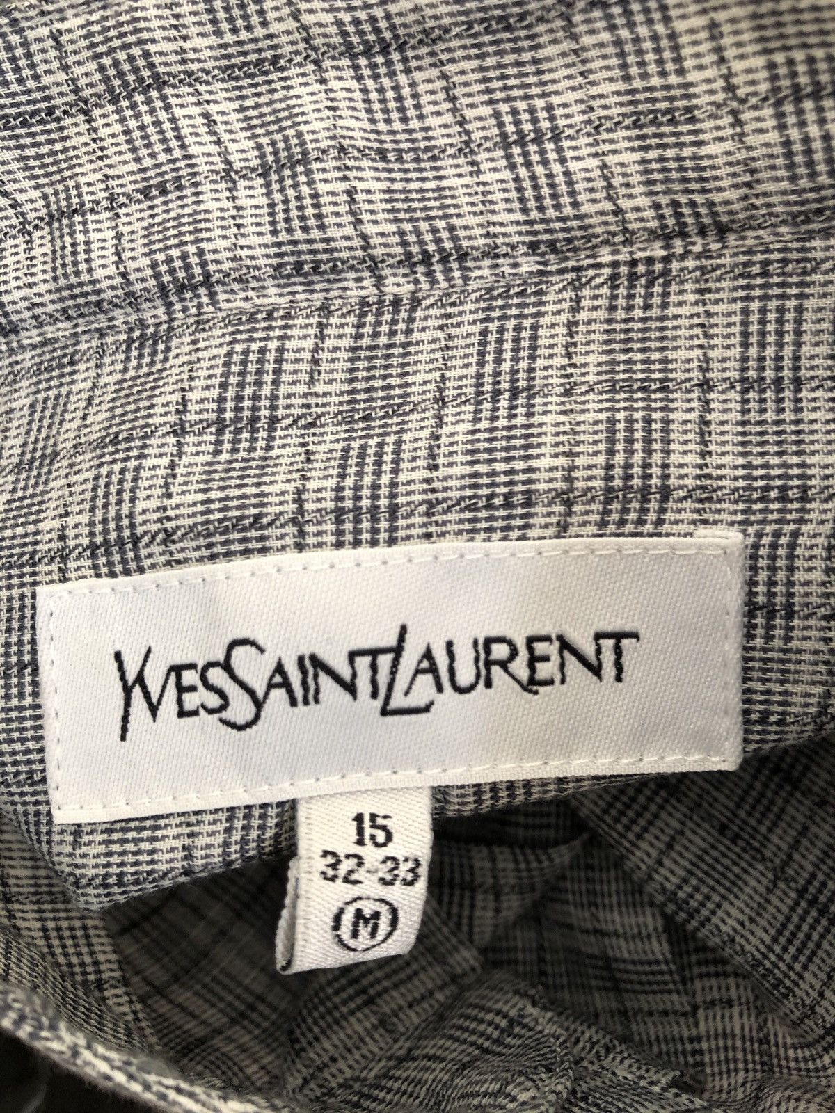 Yves Saint Laurent Ysl Checkered Mandarin Collar Button Shirt Size US M / EU 48-50 / 2 - 11 Thumbnail