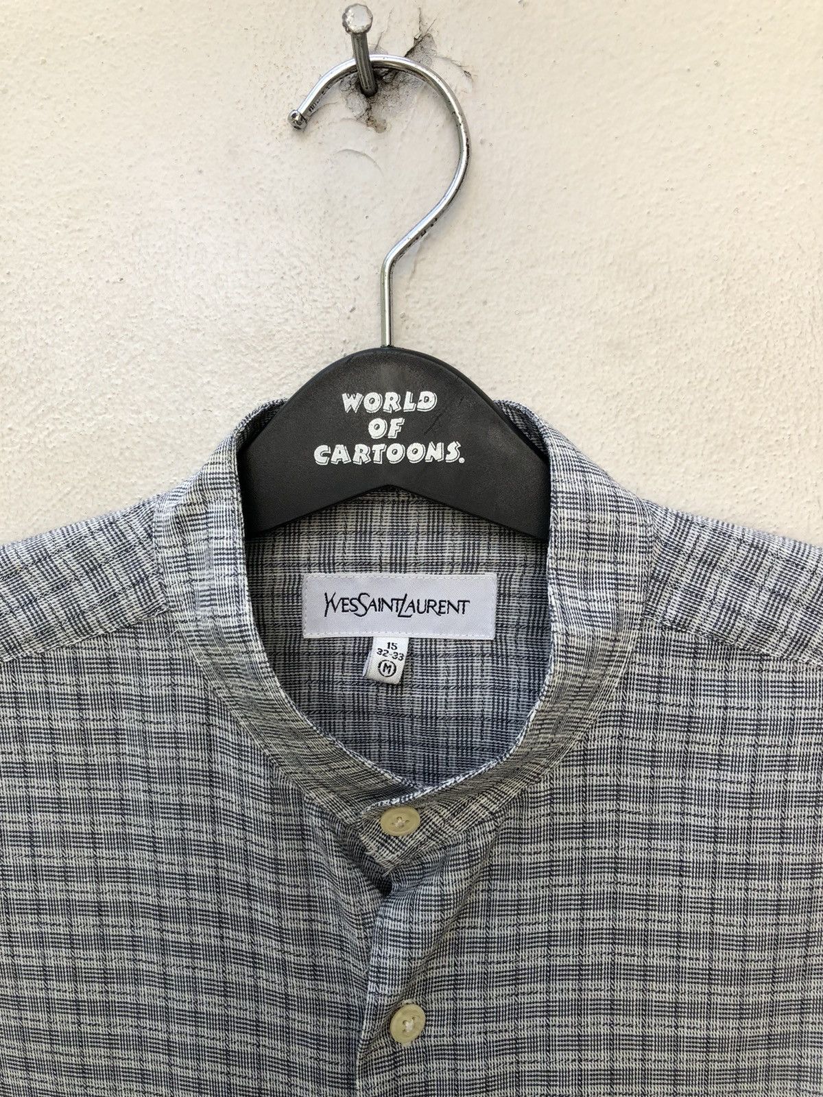 Yves Saint Laurent Ysl Checkered Mandarin Collar Button Shirt Size US M / EU 48-50 / 2 - 3 Thumbnail