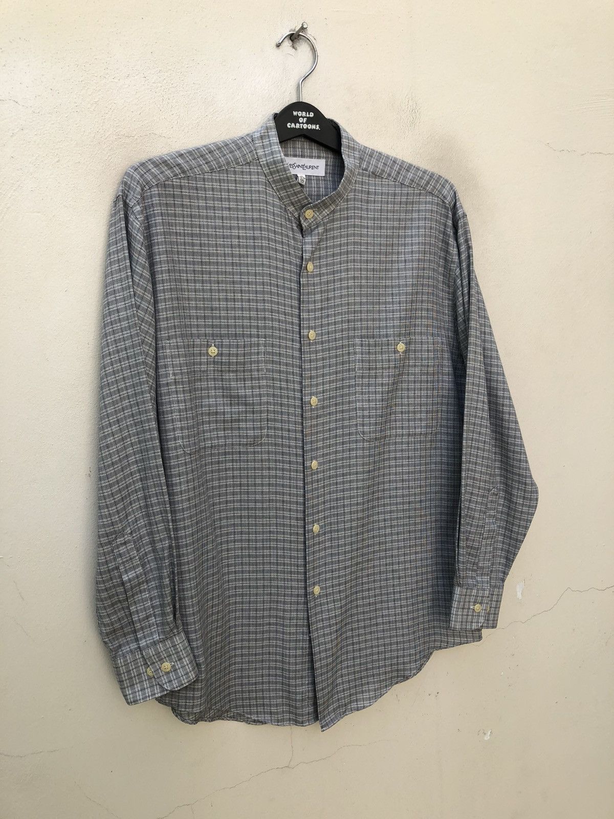 Yves Saint Laurent Ysl Checkered Mandarin Collar Button Shirt Size US M / EU 48-50 / 2 - 4 Thumbnail