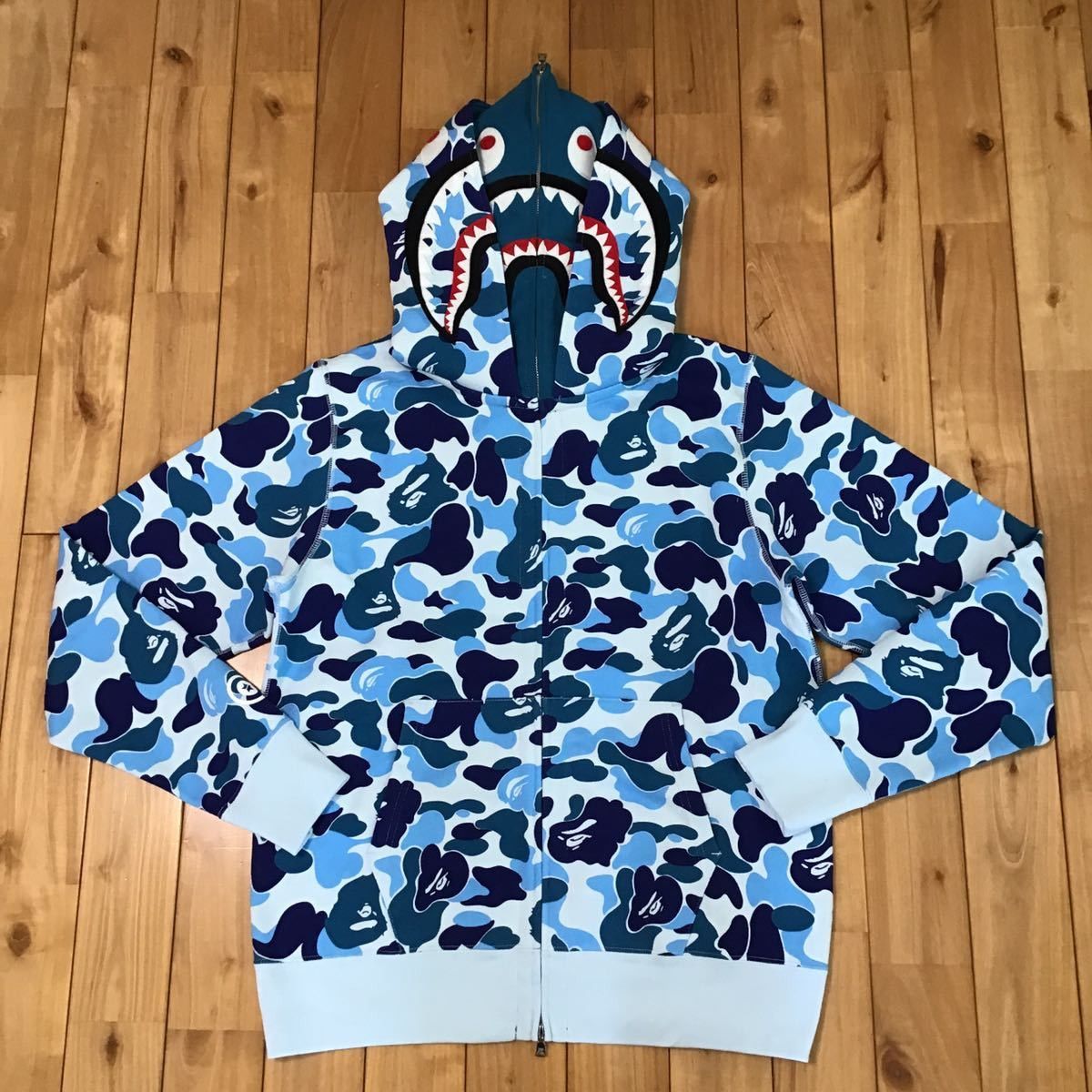 Bape Hoodie And Sweat Pants Authentic Full Zip Shark Hoodie Blue ABC Camo  3XL