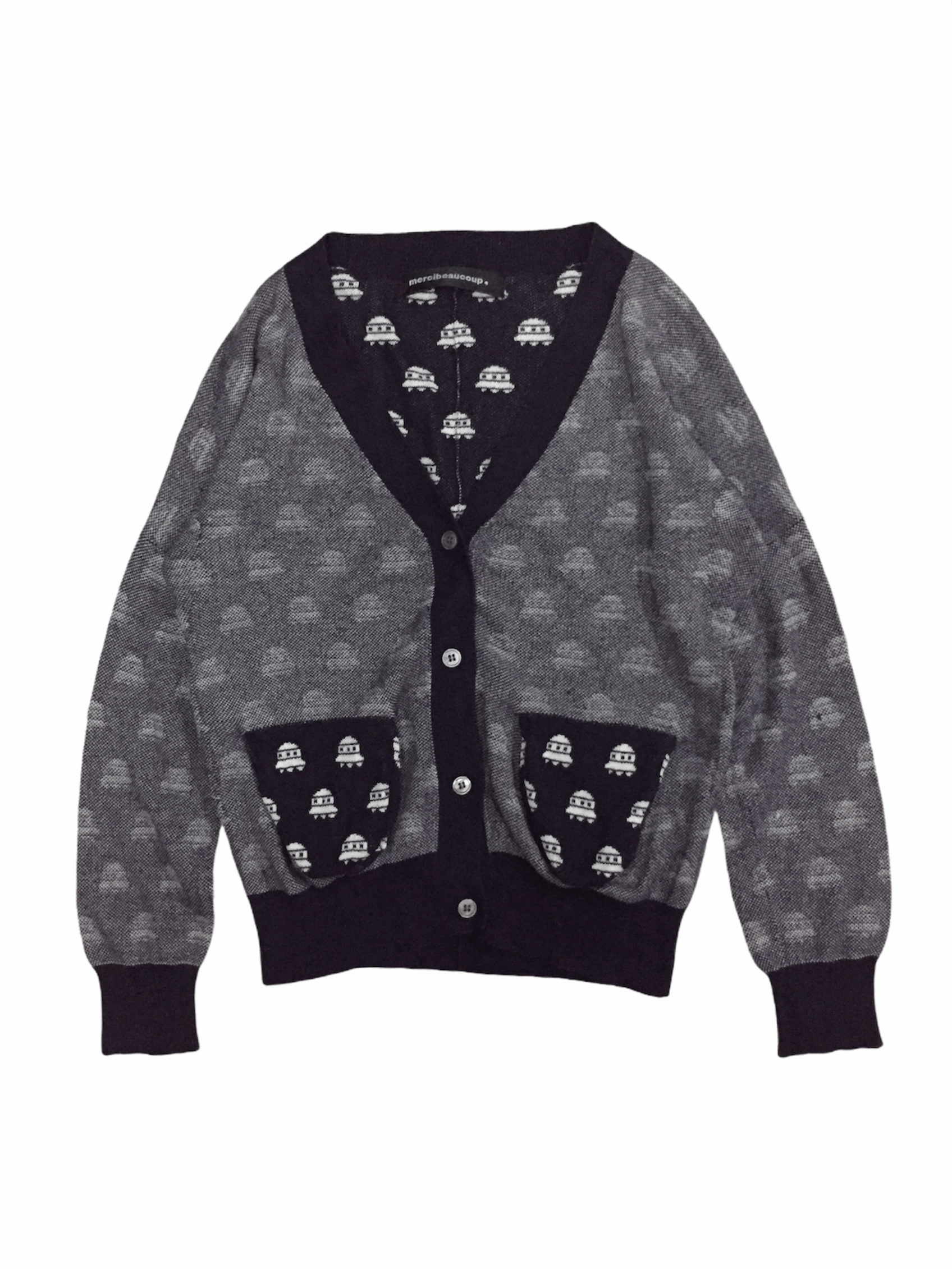 Issey Miyake Mercibeaucoup ISSEY MIYAKE intarsia jacquard UFO cardigan ...