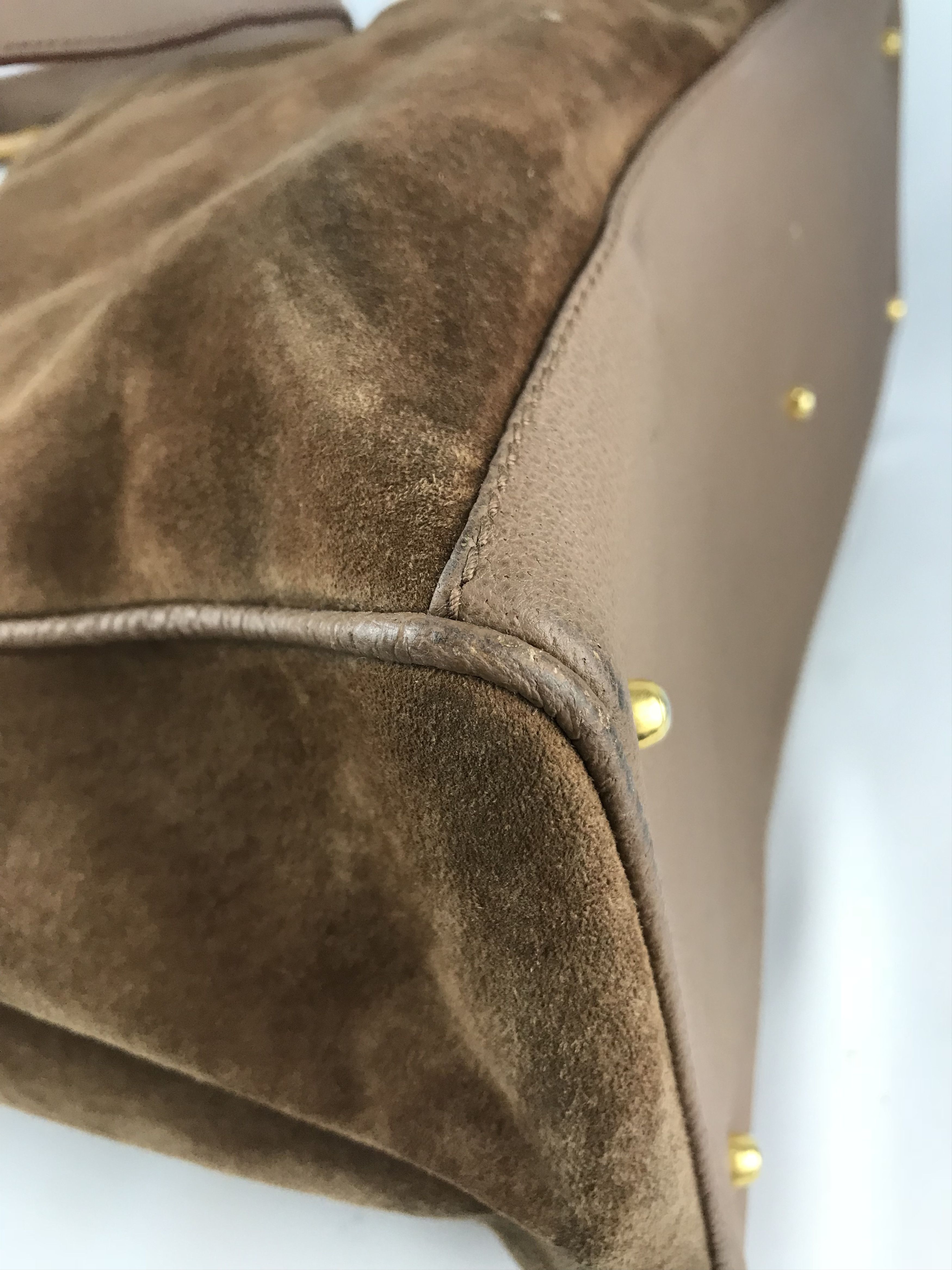 Gucci ❌Last Drop❌Vtg Gucci Bamboo suede Leather Two Way handbag Size ONE SIZE - 21 Thumbnail