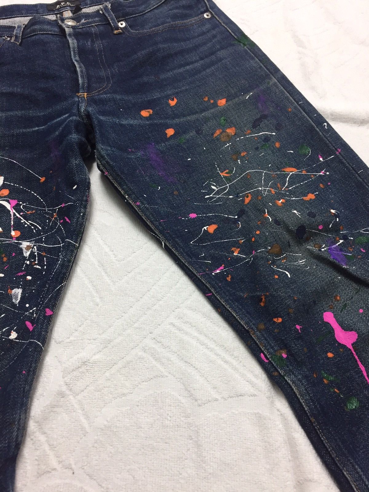 A.P.C. Custom Made A.P.C Colourful Paint Splatter Denim Jean Size US 30 / EU 46 - 8 Thumbnail