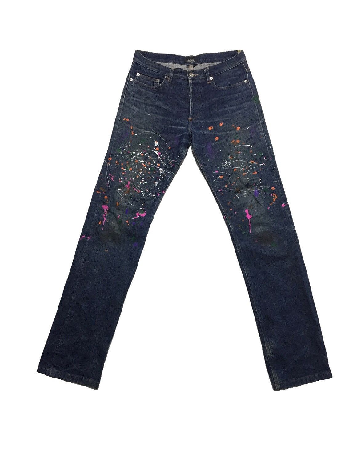 A.P.C. Custom Made A.P.C Colourful Paint Splatter Denim Jean Size US 30 / EU 46 - 1 Thumbnail
