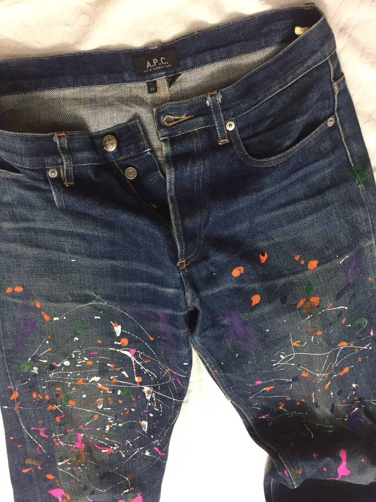A.P.C. Custom Made A.P.C Colourful Paint Splatter Denim Jean Size US 30 / EU 46 - 16 Thumbnail