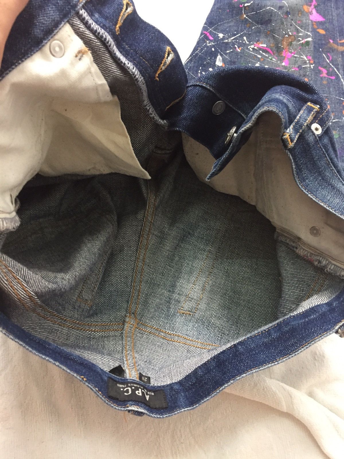 A.P.C. Custom Made A.P.C Colourful Paint Splatter Denim Jean Size US 30 / EU 46 - 17 Thumbnail