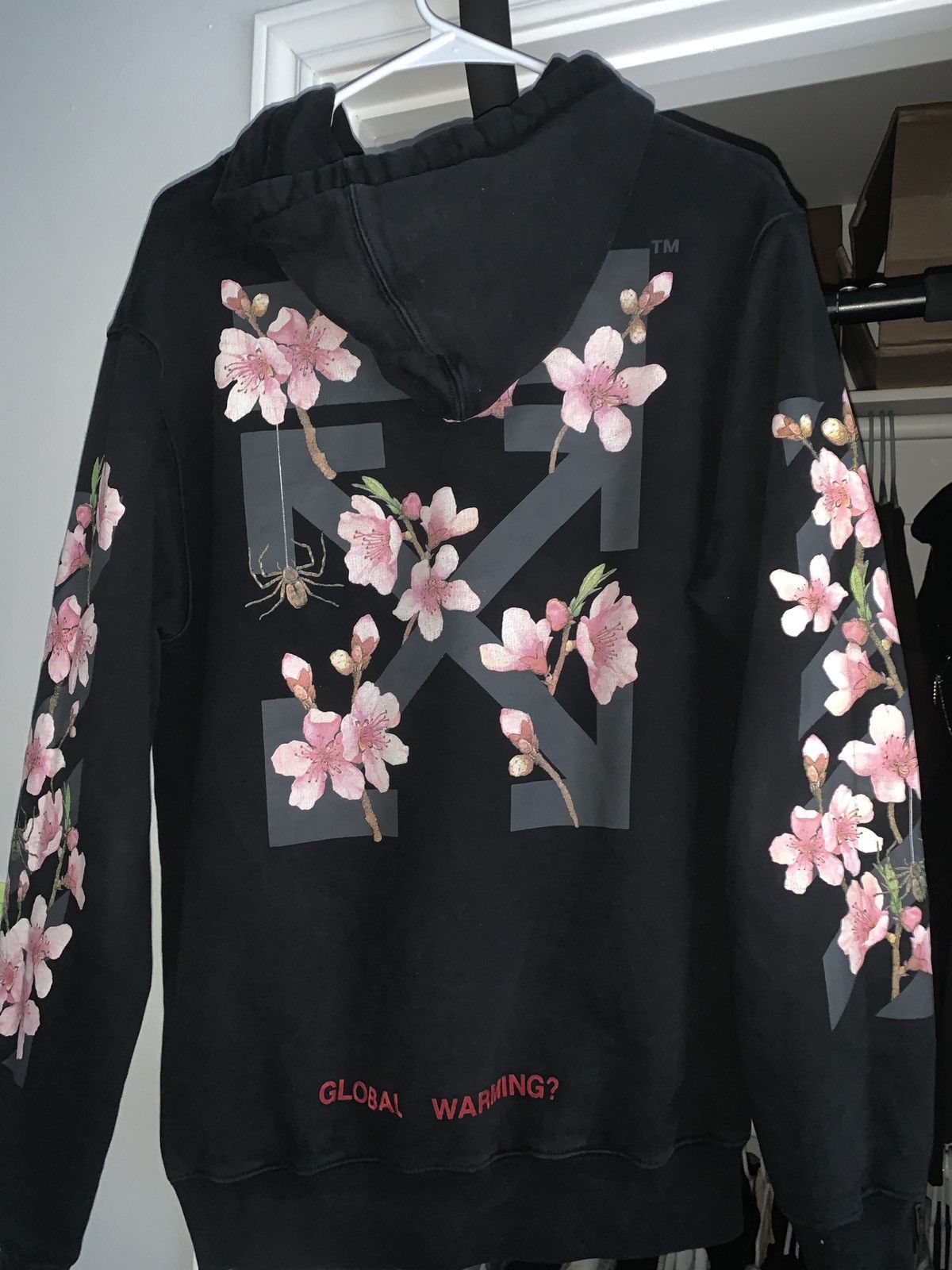 Off-White C O Virgil Abloh FW Cherry Blossom Crop Sweatshirt