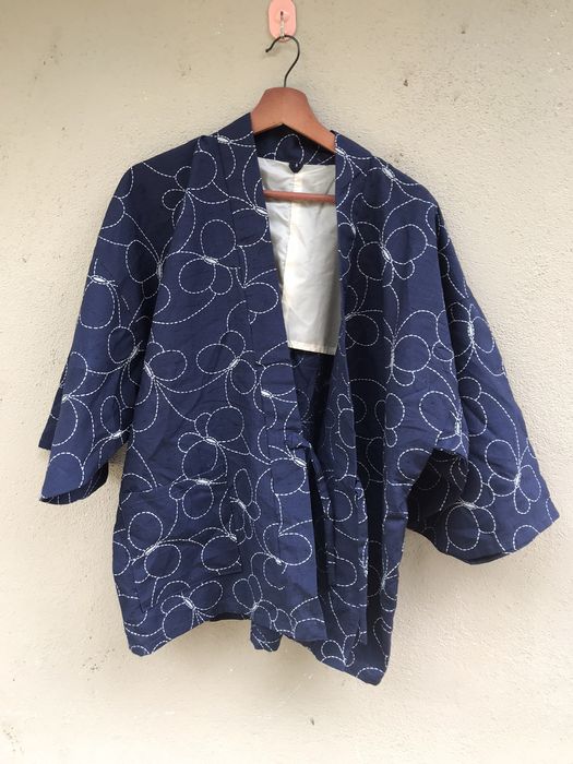 Japanese Brand Sashiko design haori kimono noragi sonjuro overprint ...