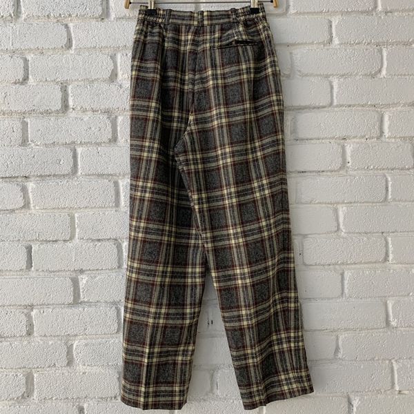 Men's Christian Dior Monsieur Plaid Pants Slacks 37x30 Gray Casual FLAWS  Vintage