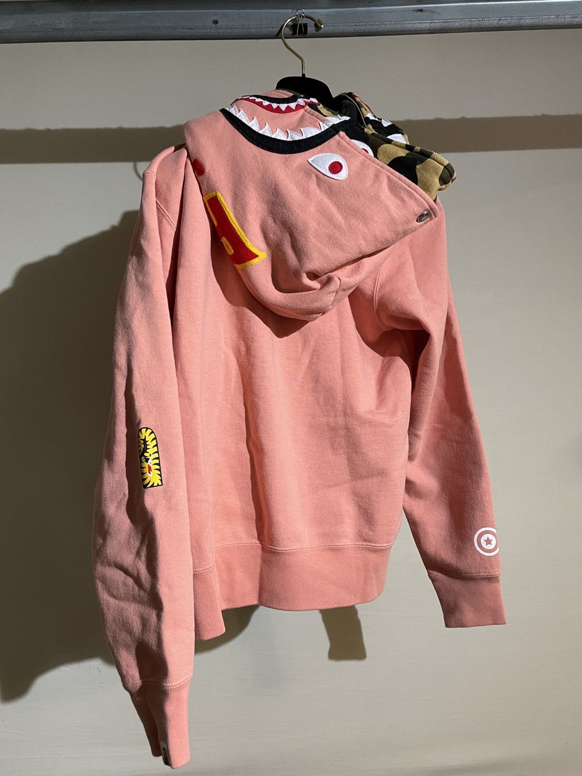 Pre-owned Bape 2nd Shark Full Zip Double Hoodie In Pink