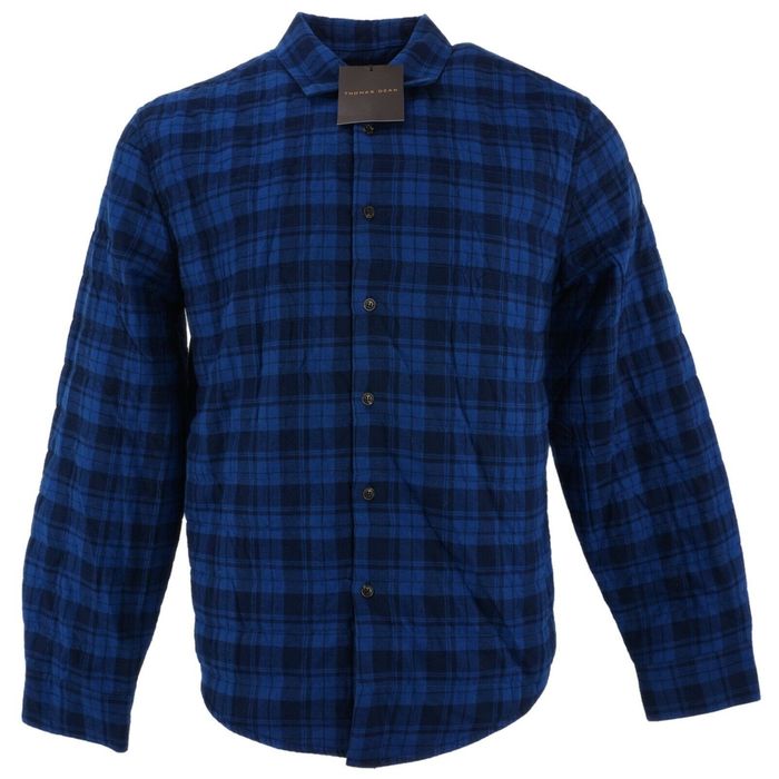 Thomas Dean New $120 Thomas Dean M Blue Plaid Nylon Lined Shirt Jacket ...