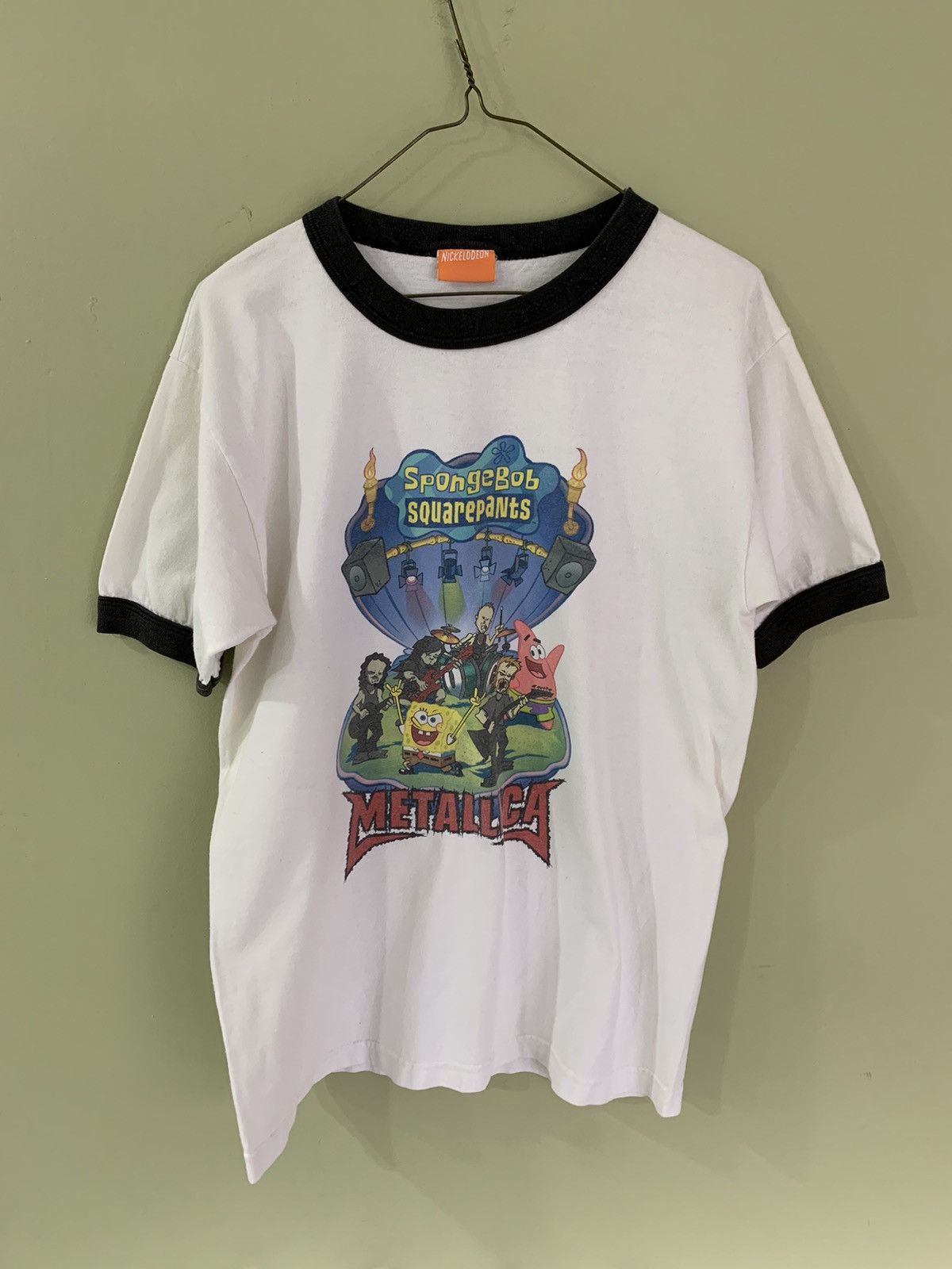 T-shirt Vintage Bob L'éponge Nickelodeon 2004 – Ringer, Jaune, Taille L/XL