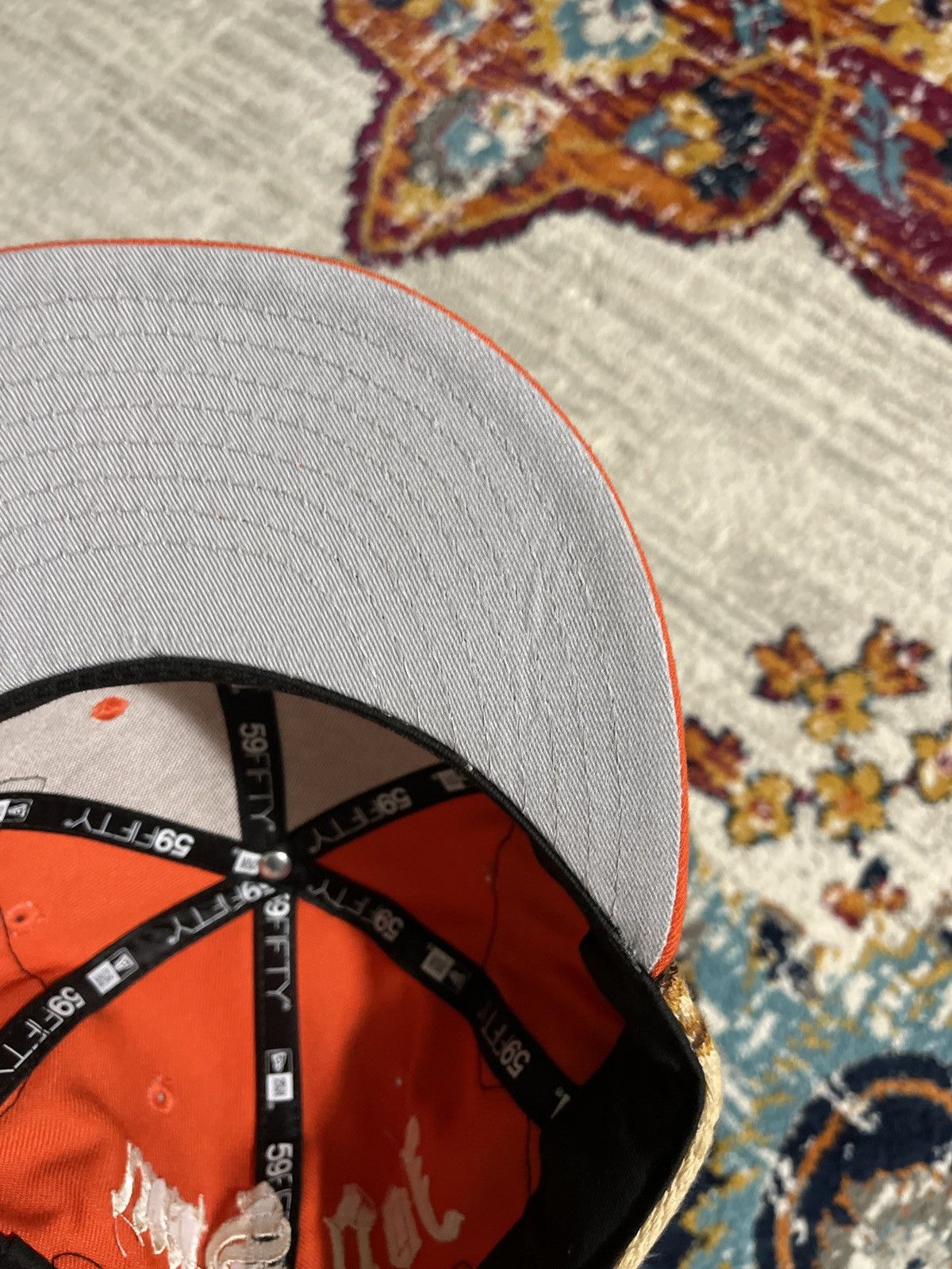 New Era 7 3/8 Jon Stan Orange NY Yankee | Grailed