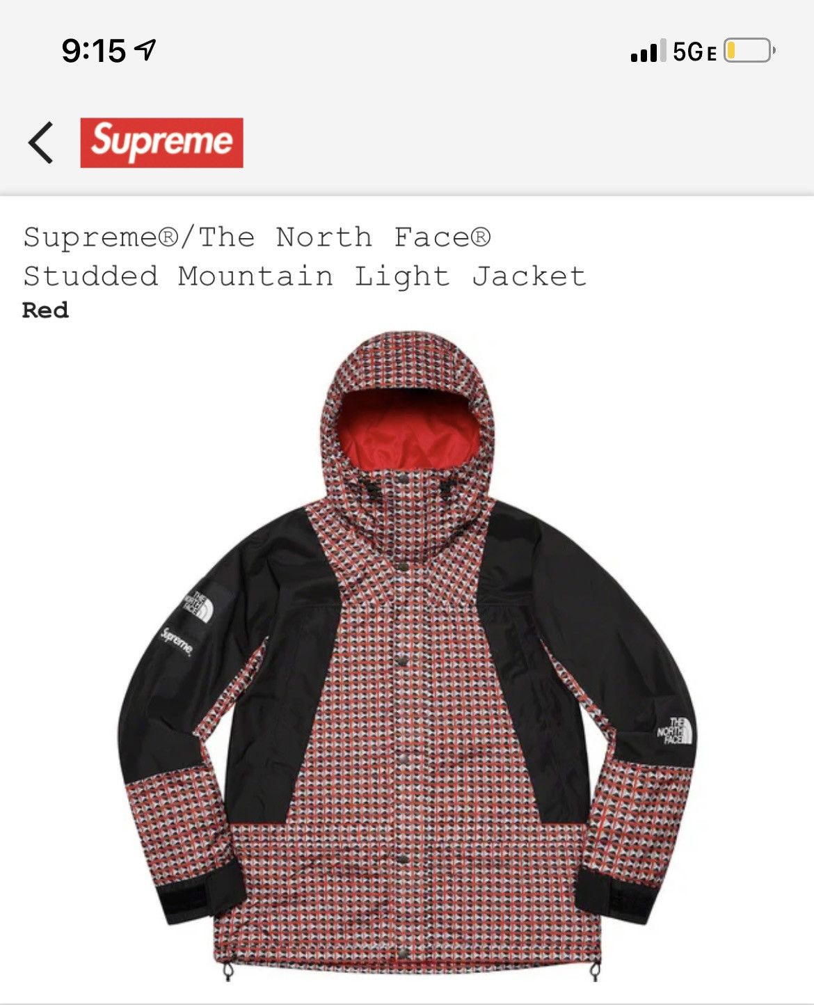 Supreme Supreme x The North Face Studded Light Jacket Red XL | Grailed