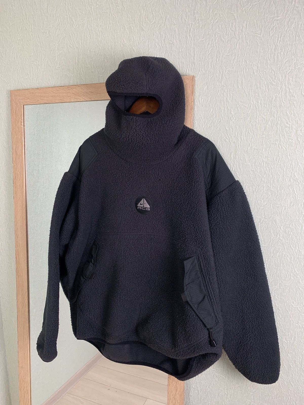 Nike Vintage Nike ACG Fleece hoodie mask black ninja Grailed