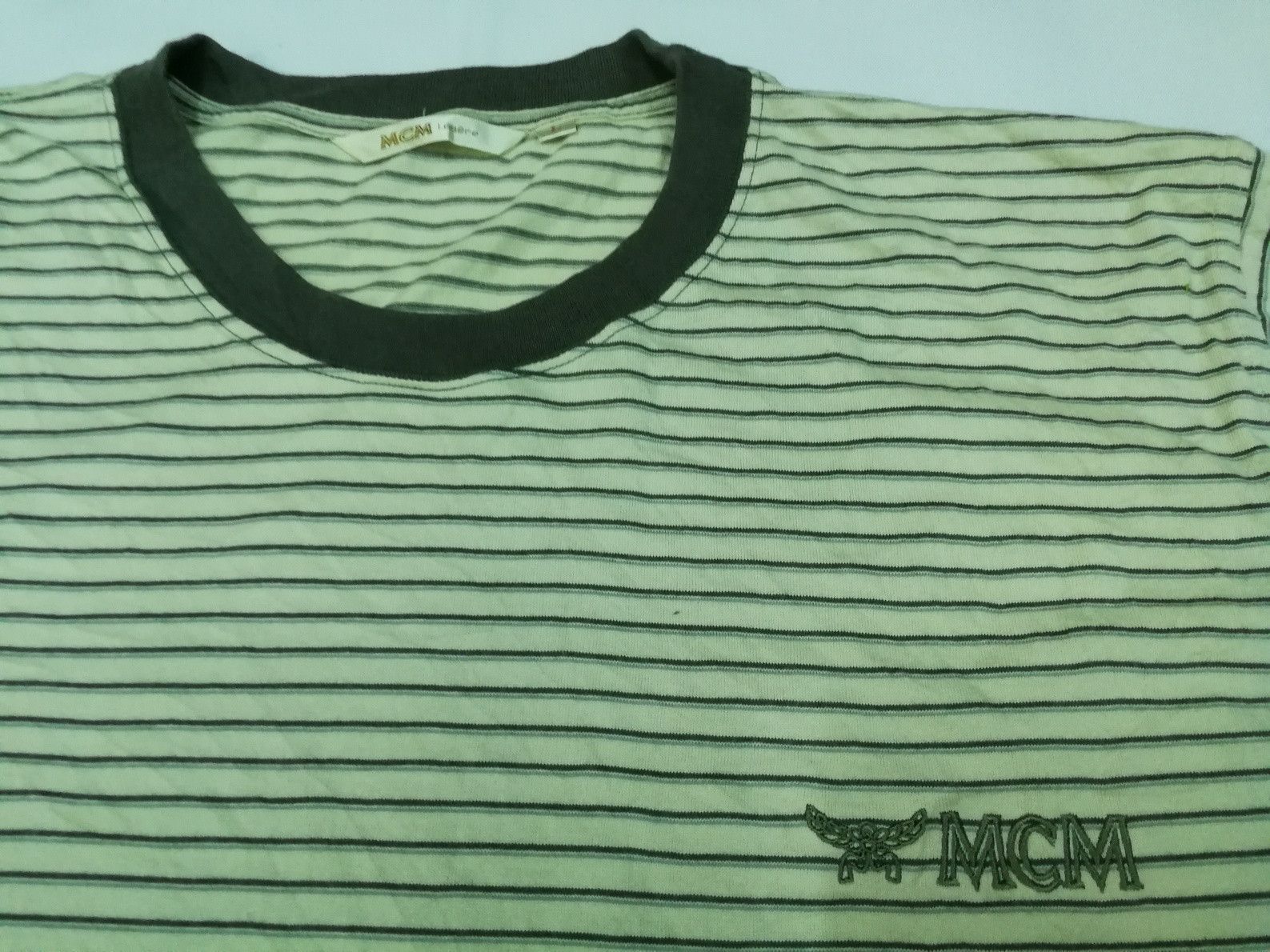 image of MCM T-Shirt Short Sleeve Striped Tee, Men's (Size Large)