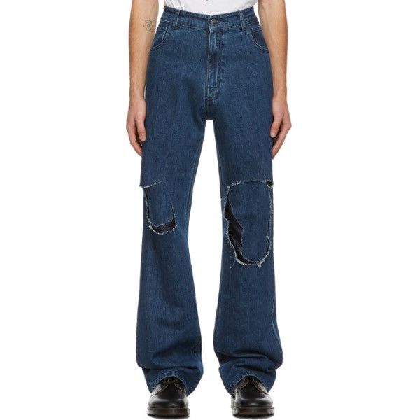 Raf Simons OFFERS WELCOME | RAF SIMONS UNEVEN KNEE PATCH JEANS Size US 34 / EU 50 - 1 Thumbnail