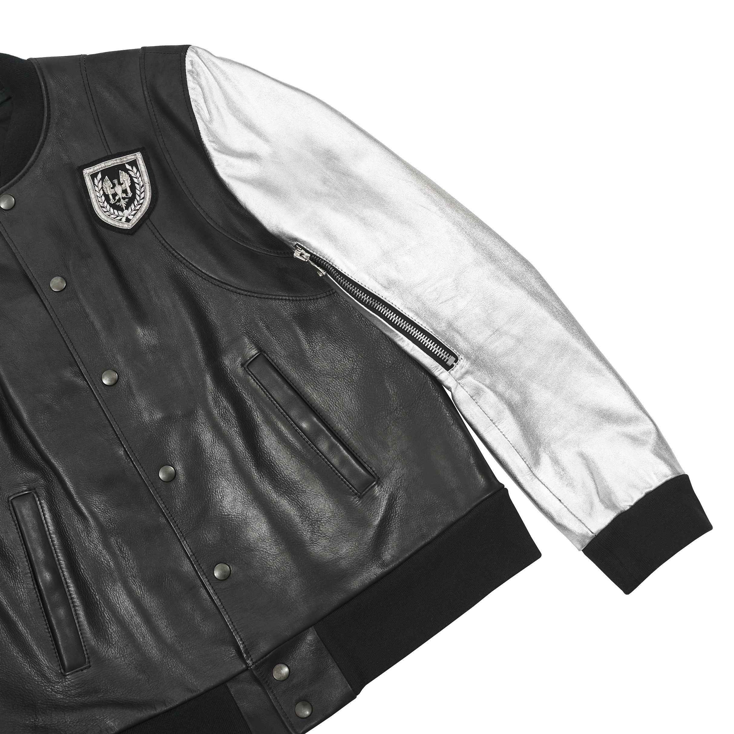 Balmain Balmain by Decarnin SS11 leather bomber silver sleeves Size US XL / EU 56 / 4 - 3 Thumbnail