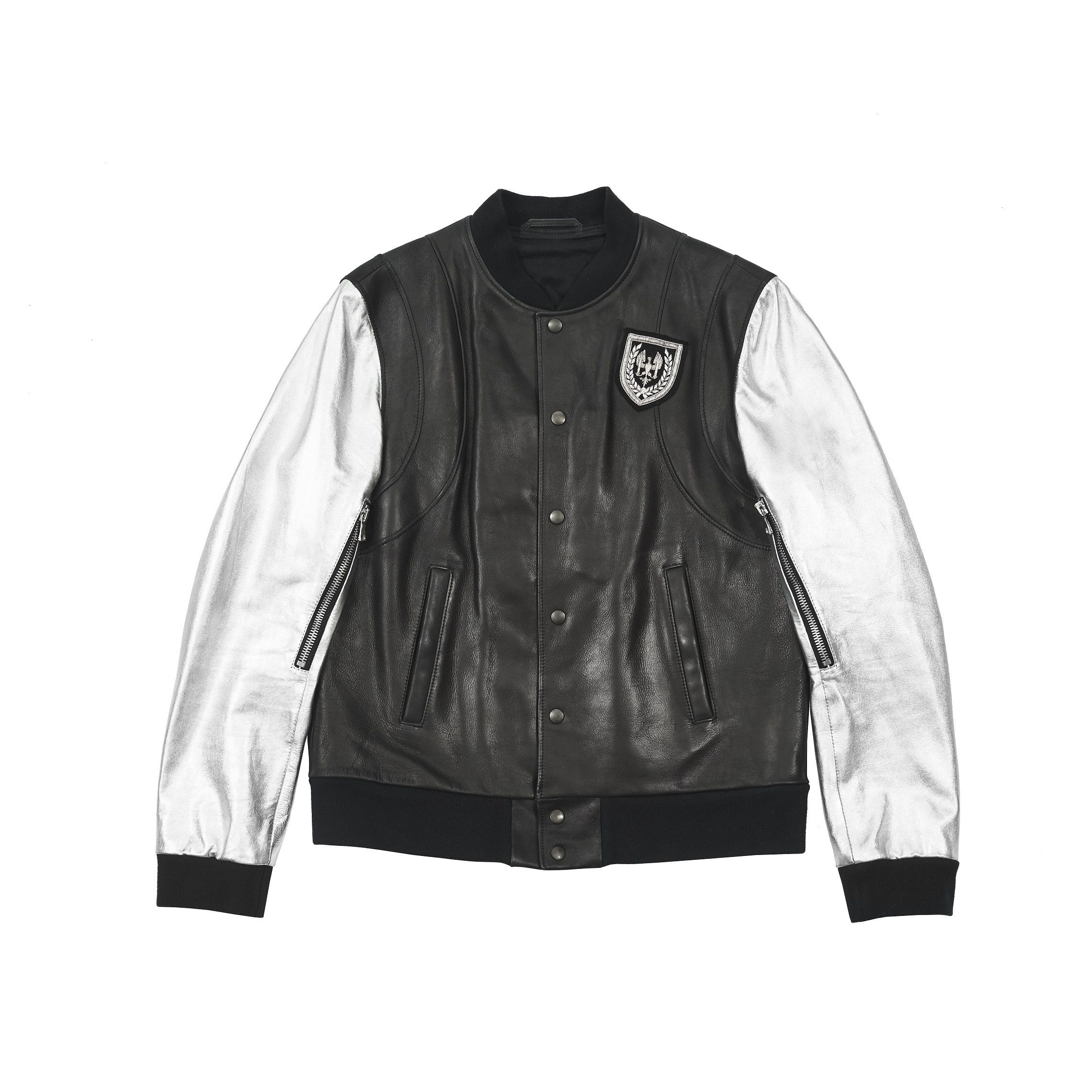 Balmain Balmain by Decarnin SS11 leather bomber silver sleeves Size US XL / EU 56 / 4 - 1 Thumbnail