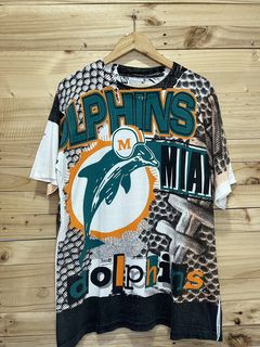 Vintage 90s Miami Dolphins T Shirt Blue Size XL Majestic NFL Football