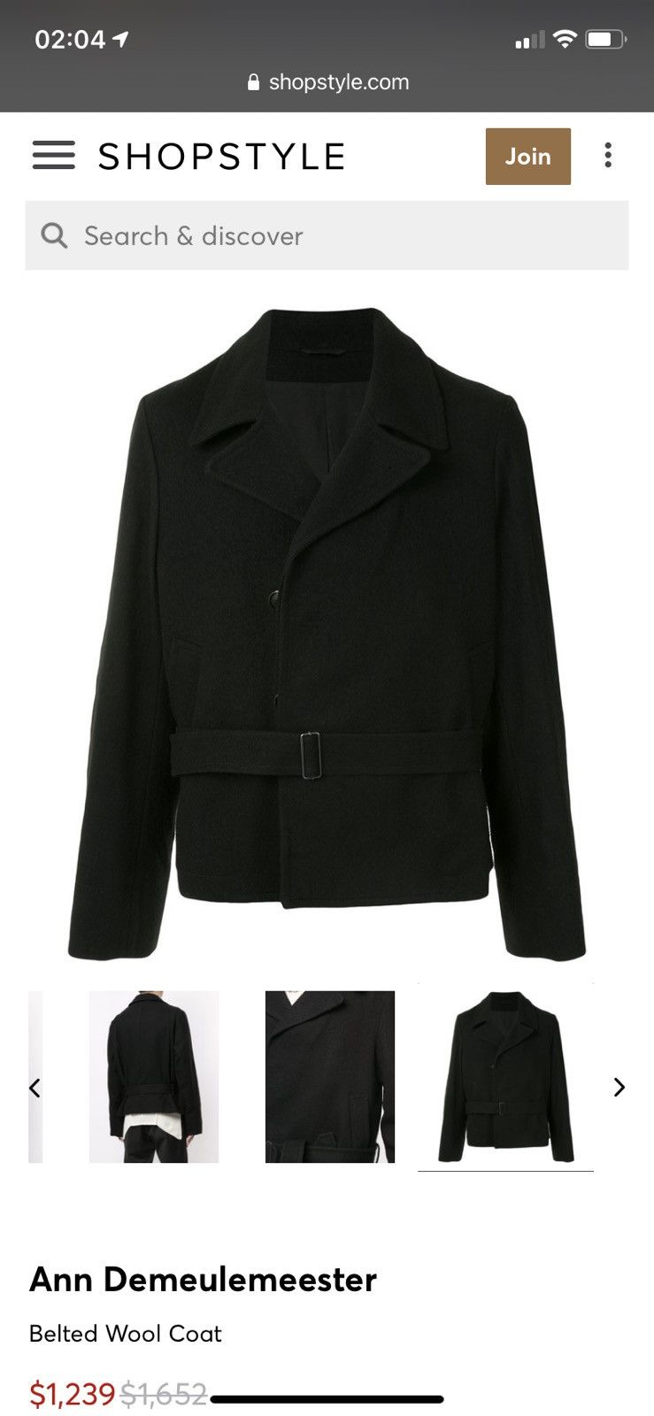 Ann Demeulemeester Wool short coat M Size US M / EU 48-50 / 2 - 14 Thumbnail