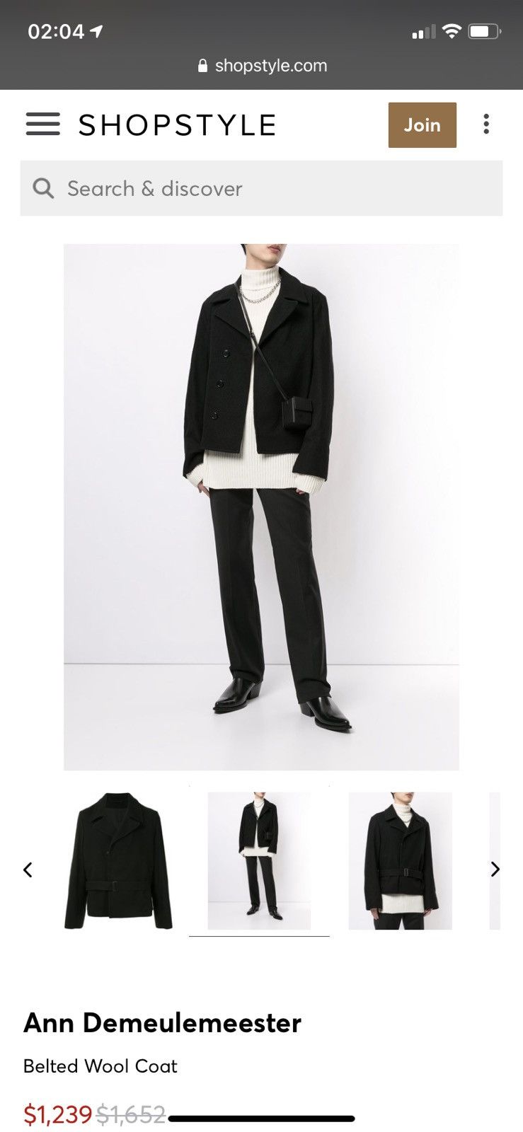 Ann Demeulemeester Wool short coat M Size US M / EU 48-50 / 2 - 11 Thumbnail