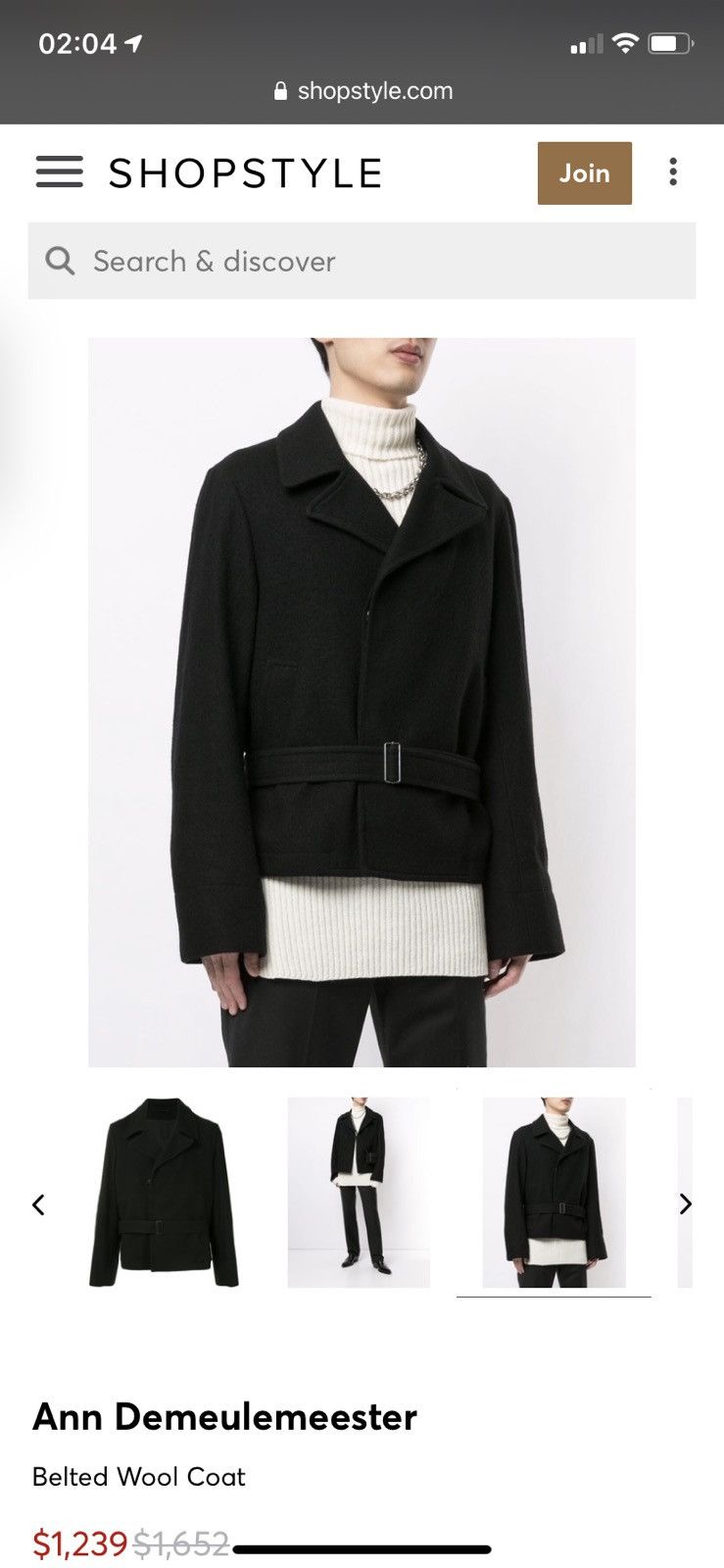 Ann Demeulemeester Wool short coat M Size US M / EU 48-50 / 2 - 10 Thumbnail
