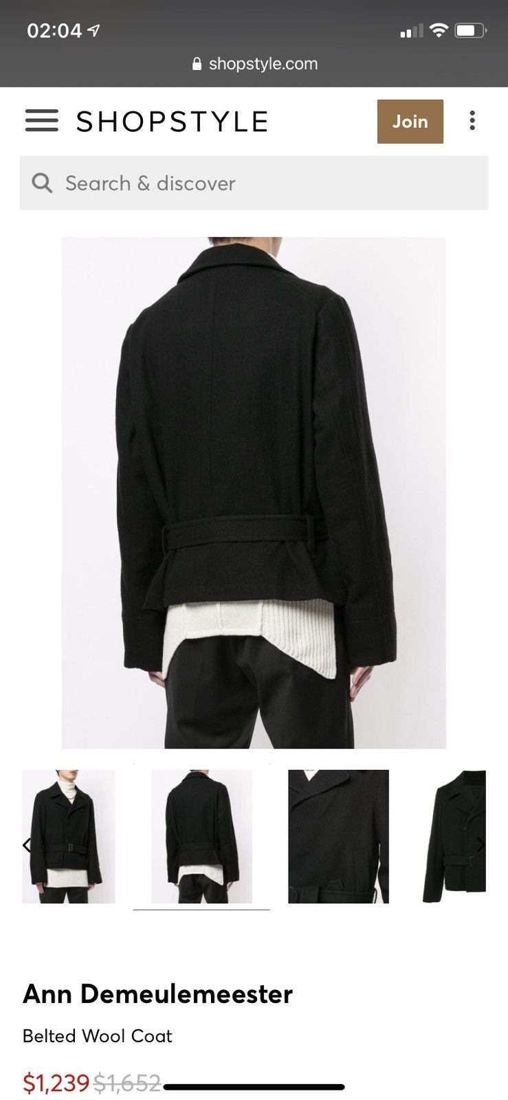 Ann Demeulemeester Wool short coat M Size US M / EU 48-50 / 2 - 12 Thumbnail