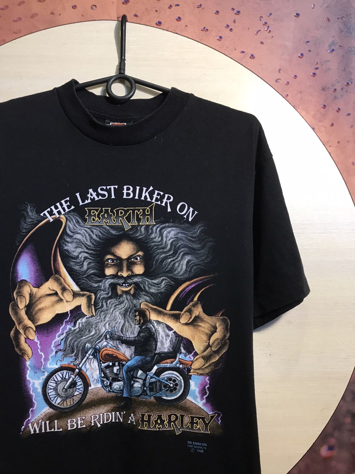 Vintage Vintage Harley Davidson Last biker on earth 1990 3D emblem