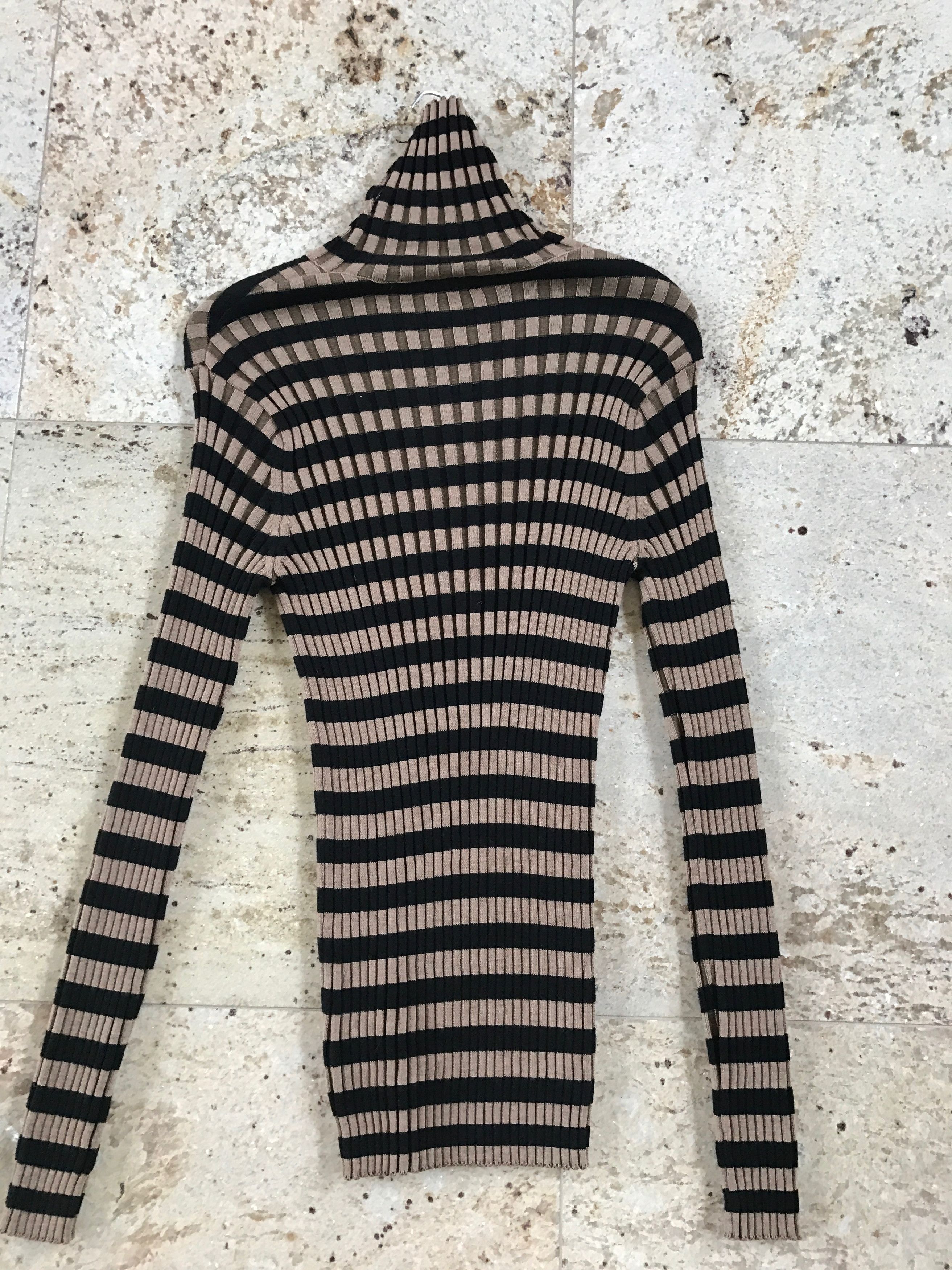 Dries Van Noten Ribbed Camel & Black Turtleneck Size US L / EU 52-54 / 3 - 10 Thumbnail