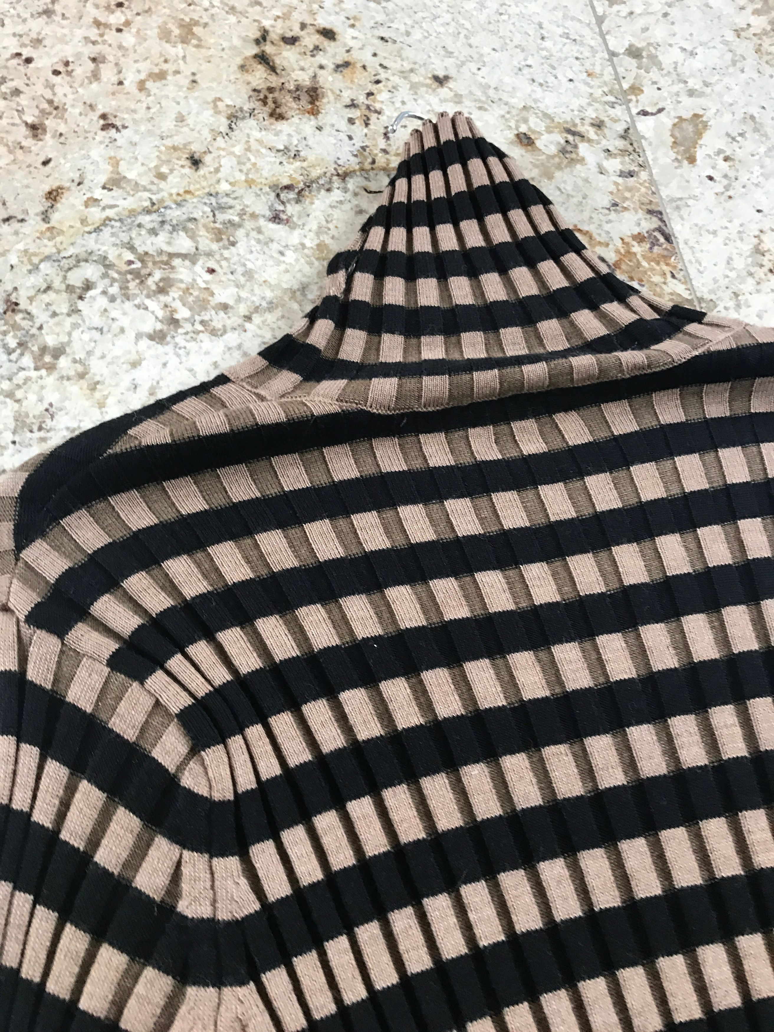 Dries Van Noten Ribbed Camel & Black Turtleneck Size US L / EU 52-54 / 3 - 4 Thumbnail