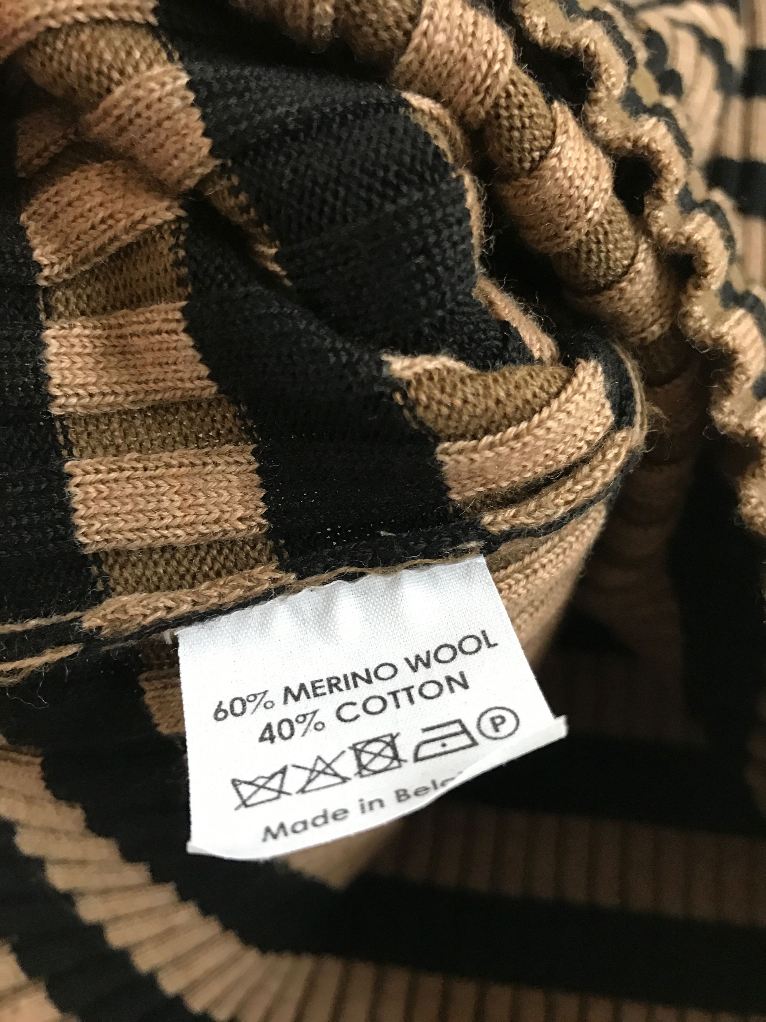 Dries Van Noten Ribbed Camel & Black Turtleneck Size US L / EU 52-54 / 3 - 3 Thumbnail