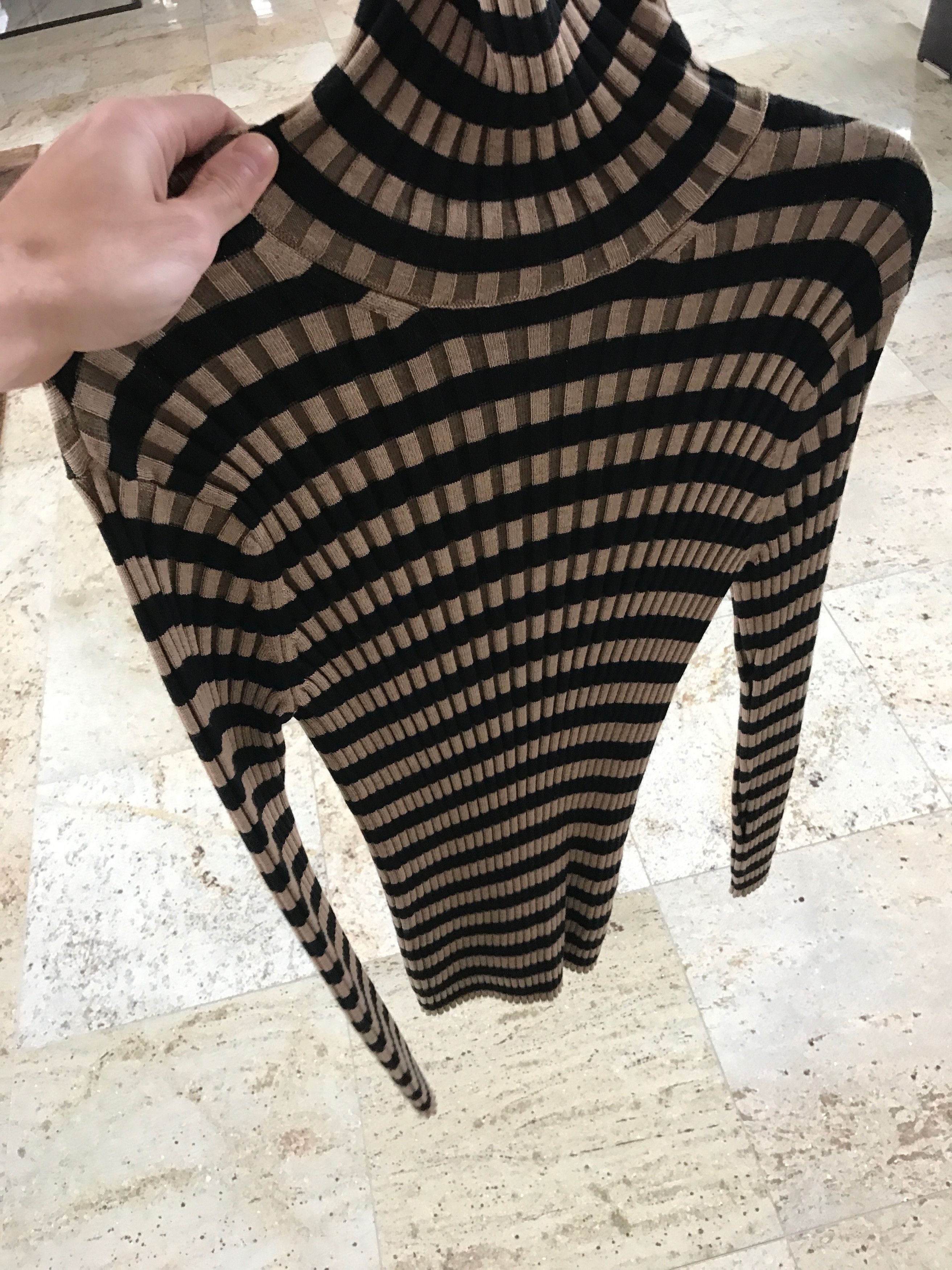 Dries Van Noten Ribbed Camel & Black Turtleneck Size US L / EU 52-54 / 3 - 11 Thumbnail