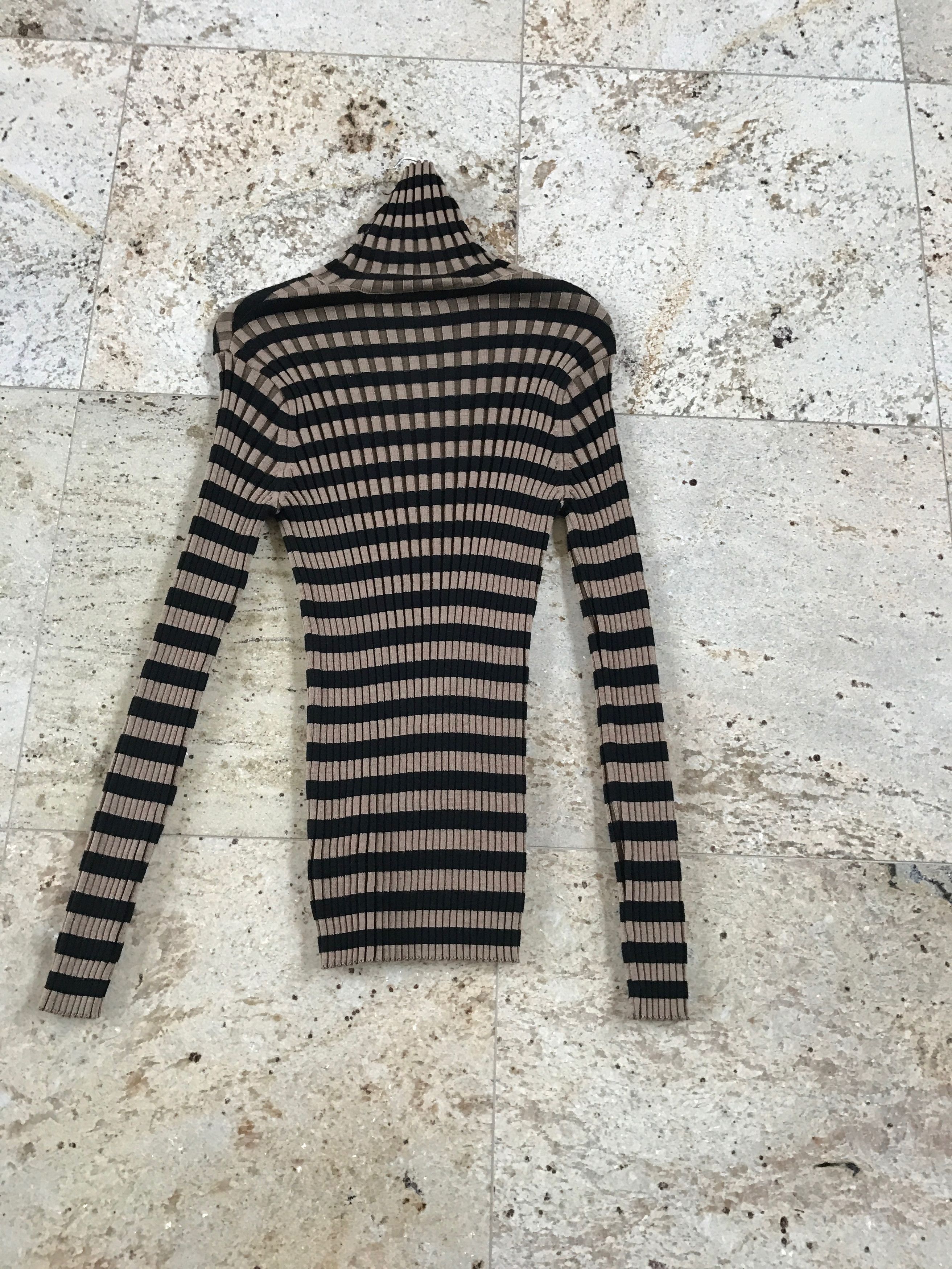 Dries Van Noten Ribbed Camel & Black Turtleneck Size US L / EU 52-54 / 3 - 2 Thumbnail