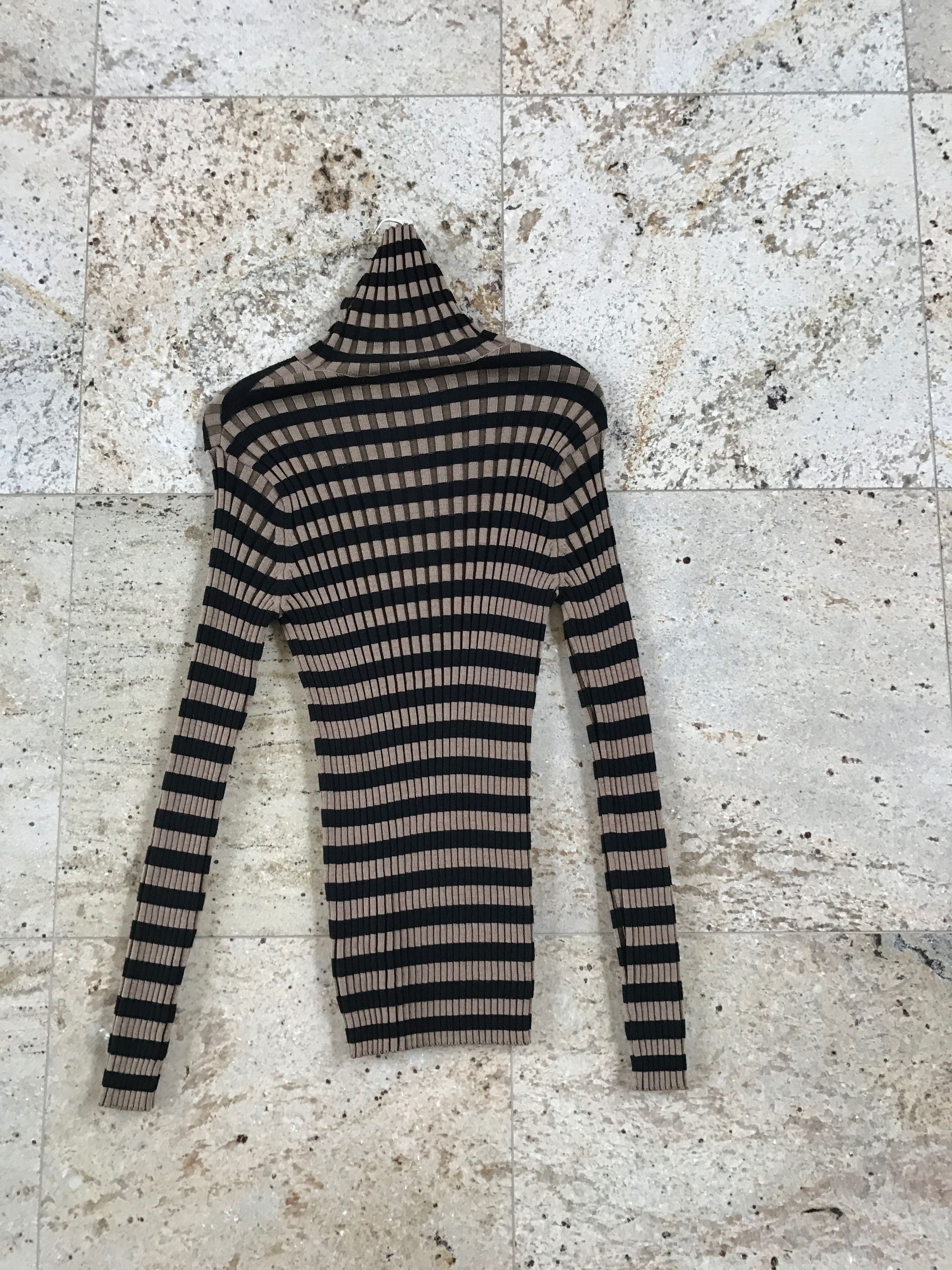 Dries Van Noten Ribbed Camel & Black Turtleneck Size US L / EU 52-54 / 3 - 1 Thumbnail
