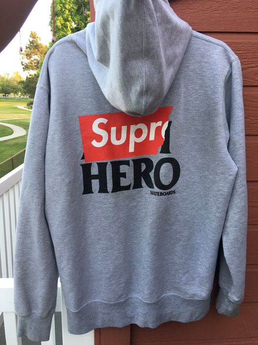 Supreme SS14 Supreme x Anti- Hero Zip- Up Hoodie (Grey) | Grailed