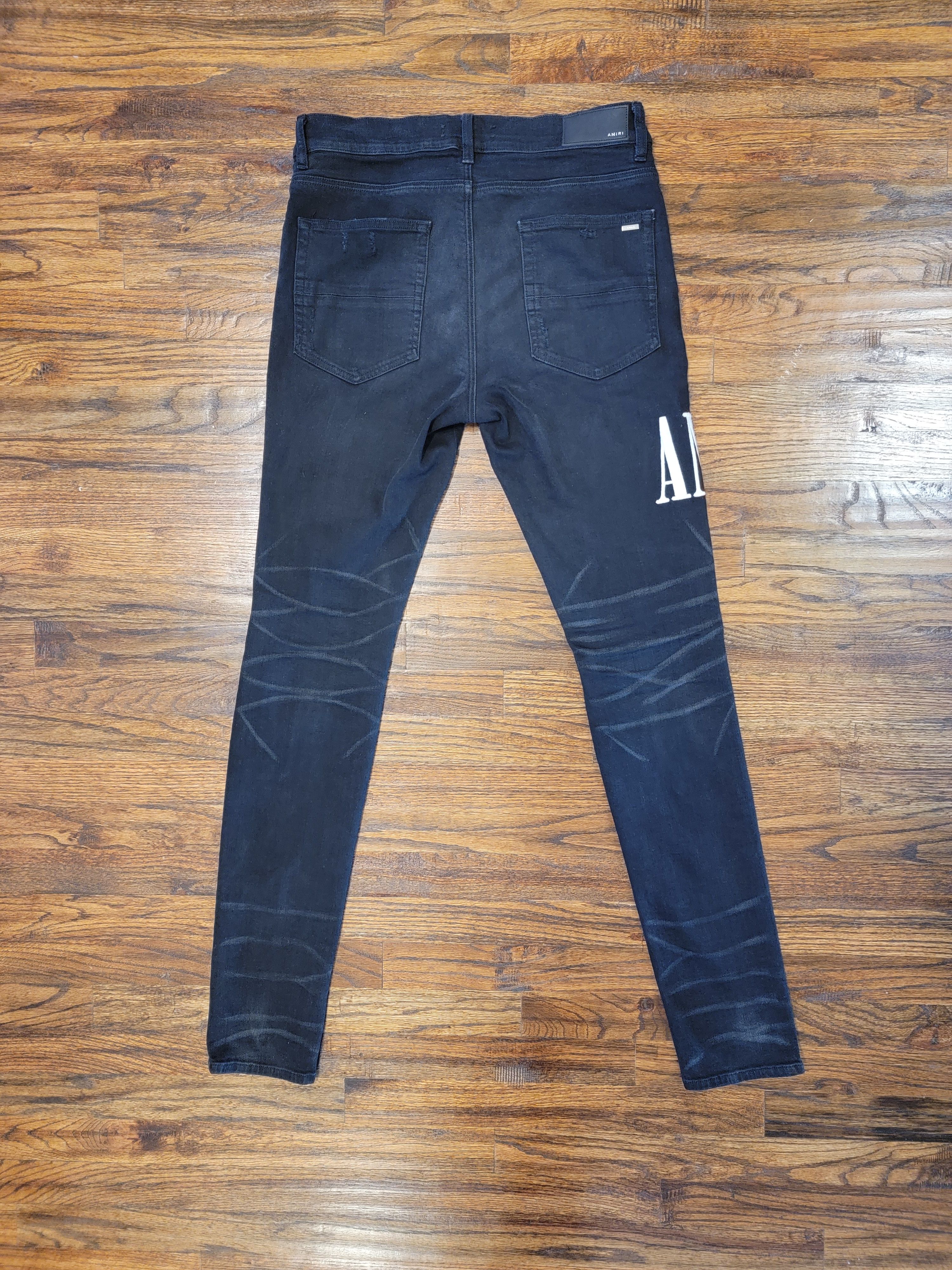 Amiri AMIRI Embroidered Logo Jeans in Aged Black Size 34 Size US 34 / EU 50 - 4 Thumbnail