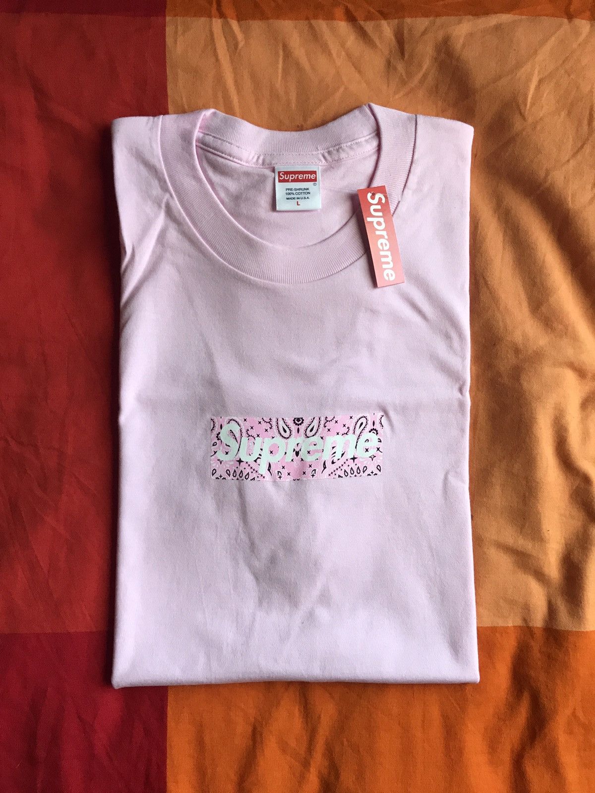 Supreme Pink Bandana Box Logo Tee | Grailed