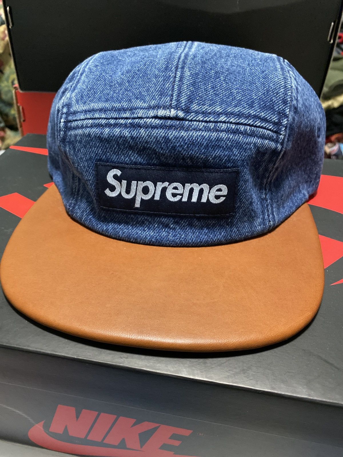 帽子 15ss supreme DenimLeather Visor Camp Cap Supreme - Denim Leather Visor Camp Cap - UG.SHAFT
