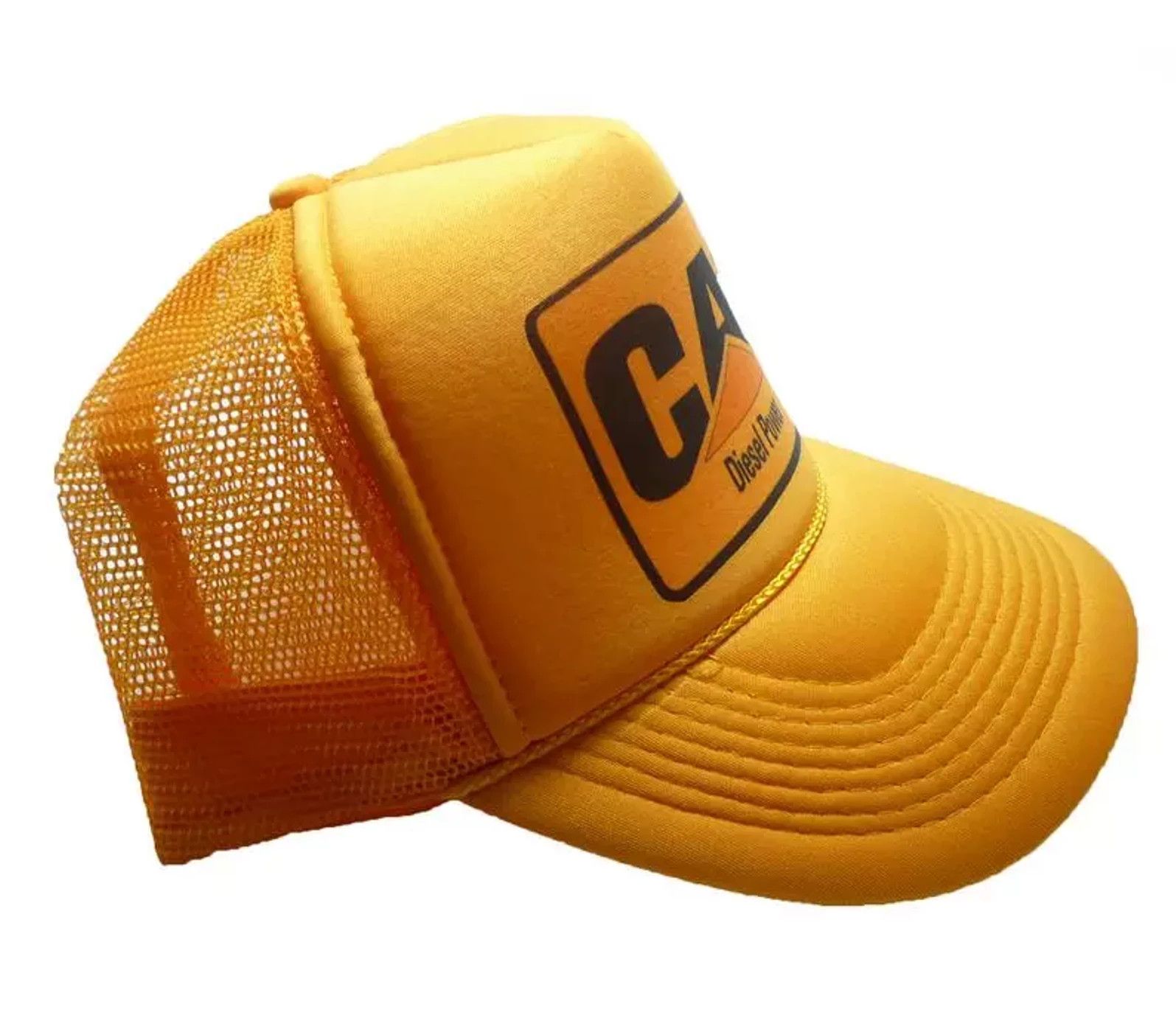 Caterpillar × Vintage New CAT Yellow Trucker Hat Size ONE SIZE - 3 Thumbnail